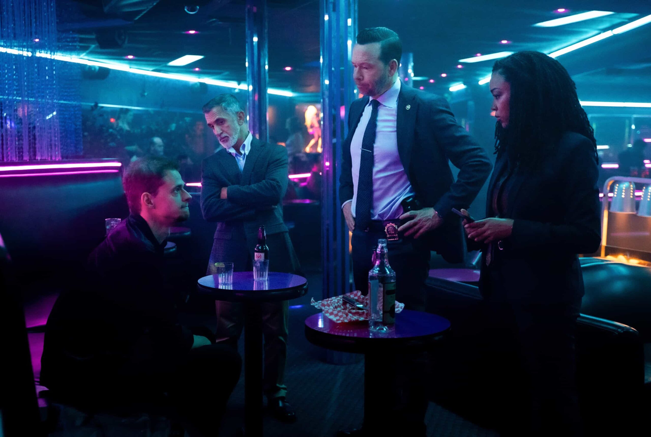 Boston Blue Season 1 Episode 9 “Collateral Damage” – Mae faces public and family backlash over the consequences of her past decisions, while Sarah struggles with guilt that pushes her to take risks in pursuit of justice. At the same time, Lena and Danny dive into a tense homicide case, and Jonah’s anger over his father’s death threatens to unravel fragile family ties, on the CBS Original series BOSTON BLUE, Friday, Dec. 19   Pictured (L-R): Nikita Naydenov as Nikolai, JJames Madio as Agent Stephen Owen, Donnie Wahlberg as Danny Reagan, and Sonequa Martin-Green as Lena Silver  Photo: Brendan Adam-Zwelling/CBS ©2025 CBS Broadcasting, Inc. All Rights Reserved.