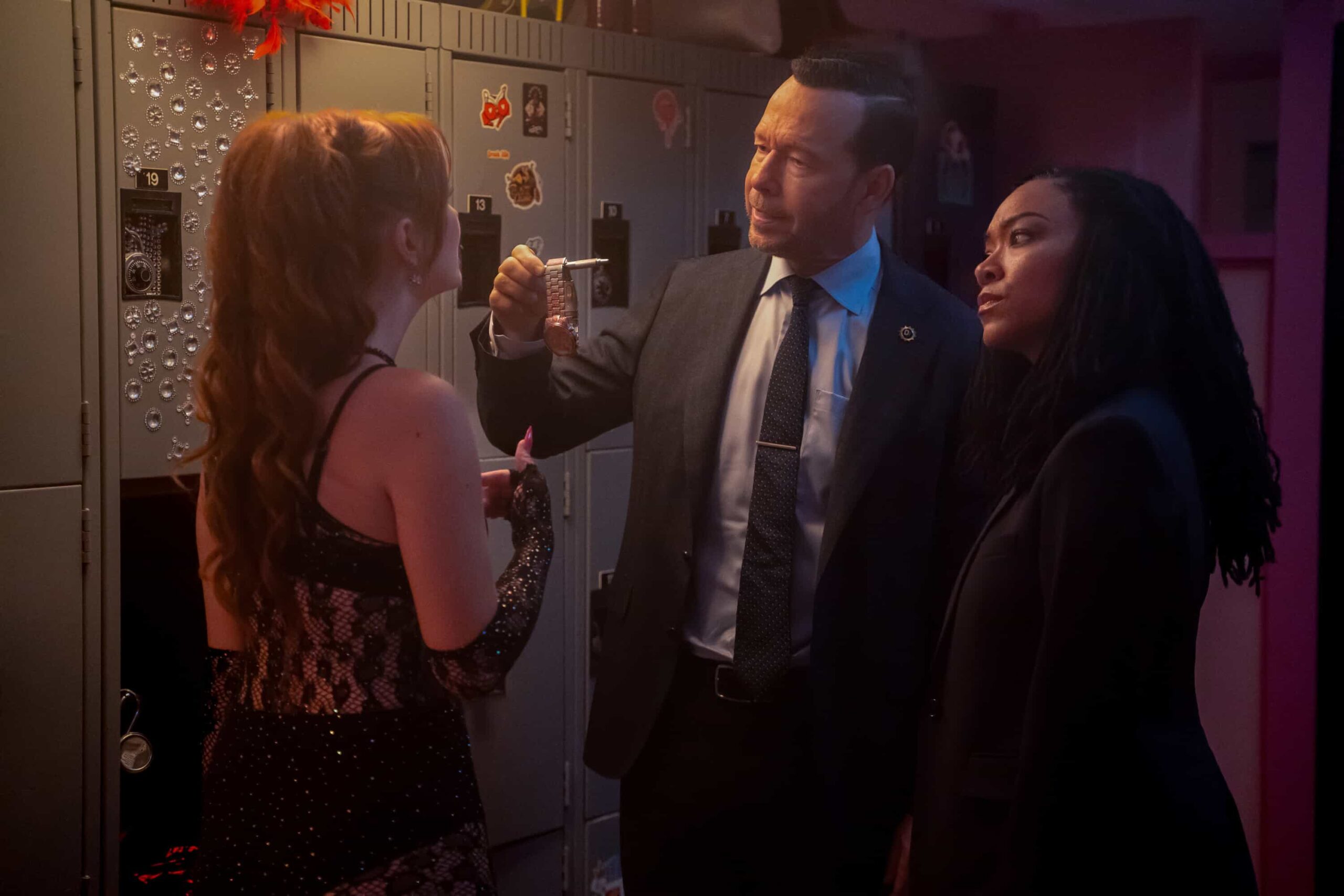 “Collateral Damage” – Mae faces public and family backlash over the consequences of her past decisions, while Sarah struggles with guilt that pushes her to take risks in pursuit of justice. At the same time, Lena and Danny dive into a tense homicide case, and Jonah’s anger over his father’s death threatens to unravel fragile family ties, on the CBS Original series BOSTON BLUE, Friday, Dec. 19   Pictured (L-R): Donnie Wahlberg as Danny Reagan and Sonequa Martin-Green as Lena Silver  Photo: Brendan Adam-Zwelling/CBS ©2025 CBS Broadcasting, Inc. All Rights Reserved.