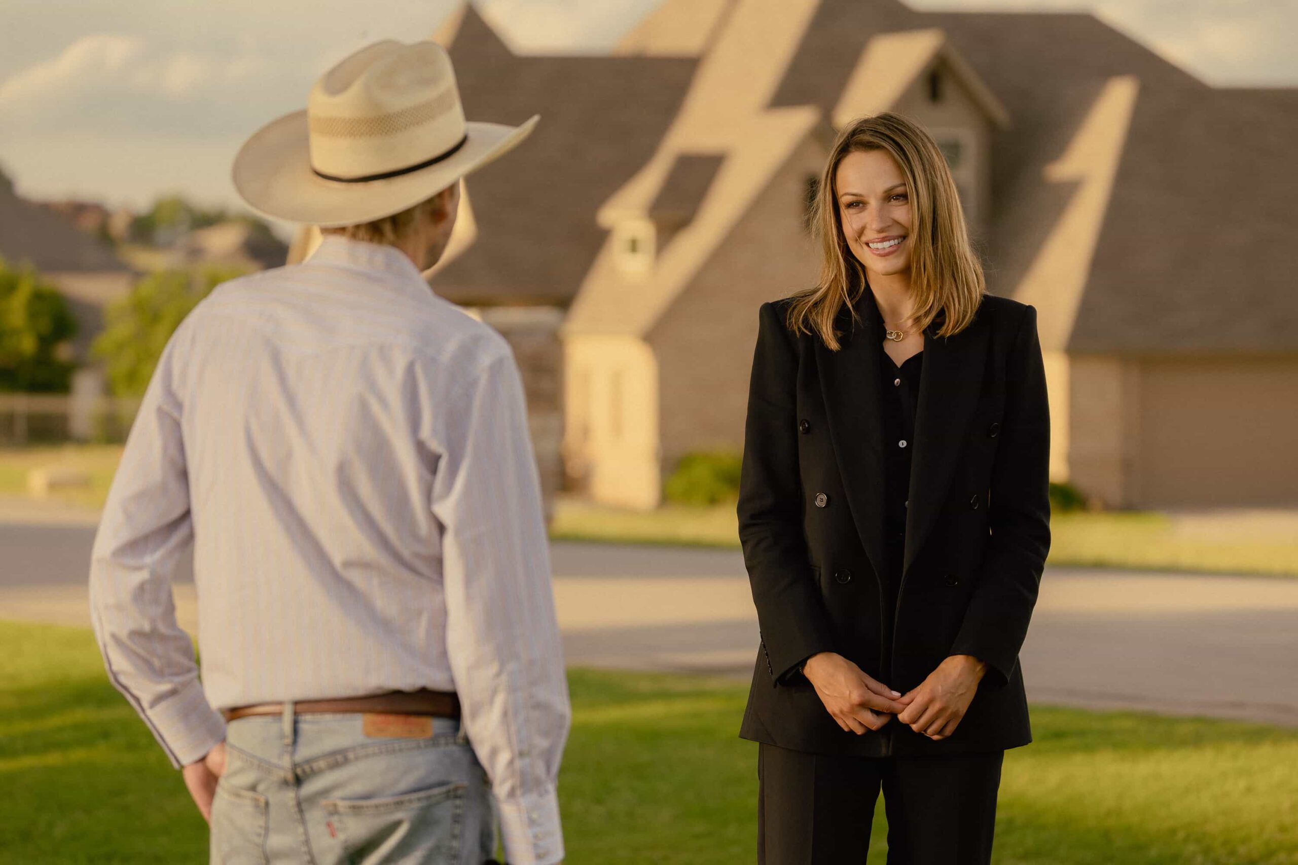 Kayla Wallace as Rebecca in Landman episode 7, season 2, streaming on Paramount+. Photo Credit: Emerson Miller/Paramount+