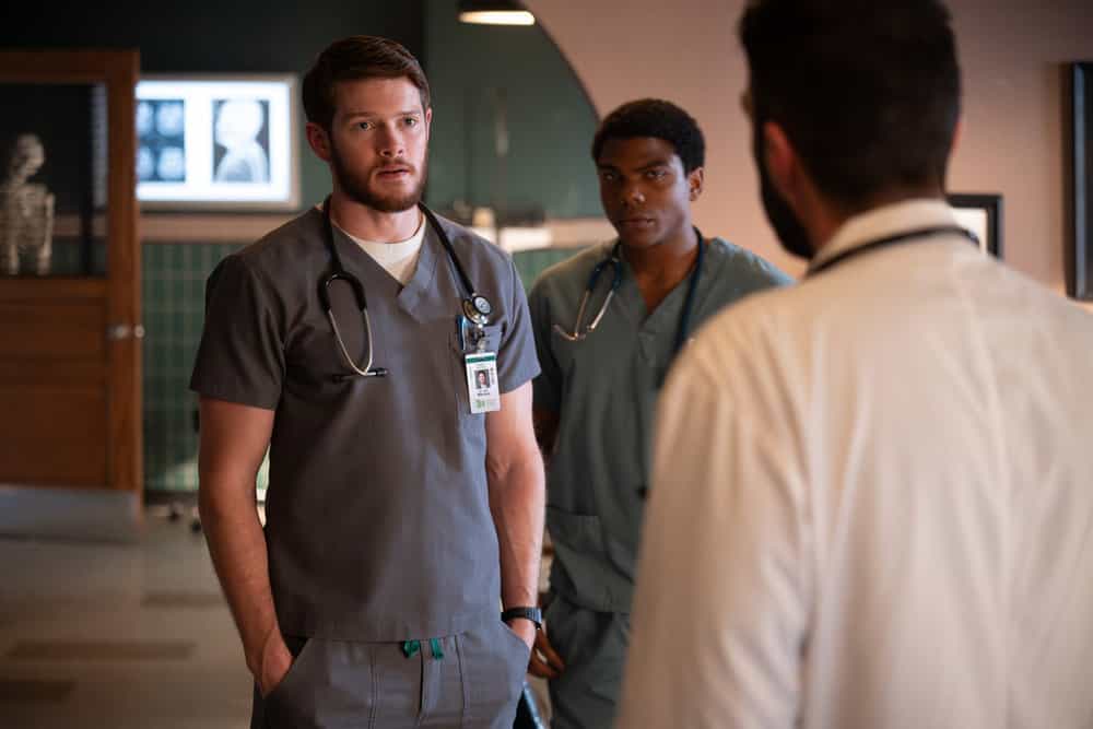 BRILLIANT MINDS -- "10 Minutes " Episode 211 -- Pictured: (l-r) Alex MacNicoll as Dr. Van Markus, Spence Moore II as Dr. Jacob Nash -- (Photo by: Pief Weyman/NBC)