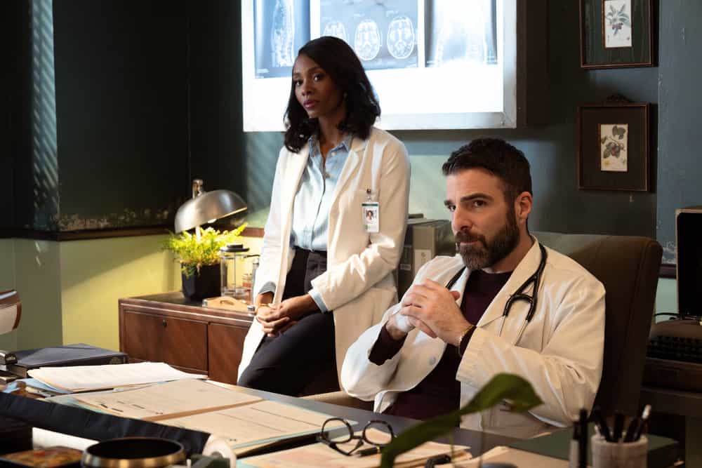 Brilliant Minds season 2 episode 11 photo -- "10 Minutes " Episode 211 -- Pictured: (l-r) Tamberla Perry as Dr. Carol Pierce, Zachary Quinto as Dr. Oliver Wolf -- (Photo by: Pief Weyman/NBC)