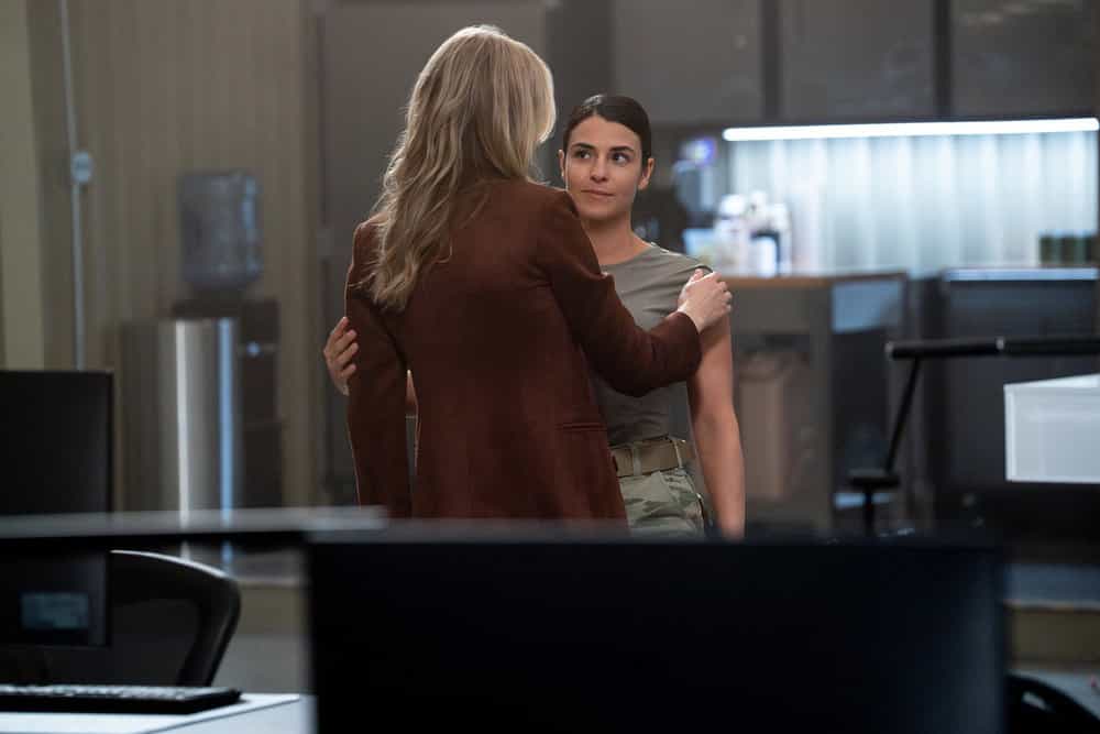 THE HUNTING PARTY Season 2 Episode 1 -- "Ron Simms" Episode 201 -- Pictured: (l-r) Melissa Roxburgh as Rebecca Henderson, Sara García as Jennifer Morales -- (Photo by: Ralph Bavaro/NBC)