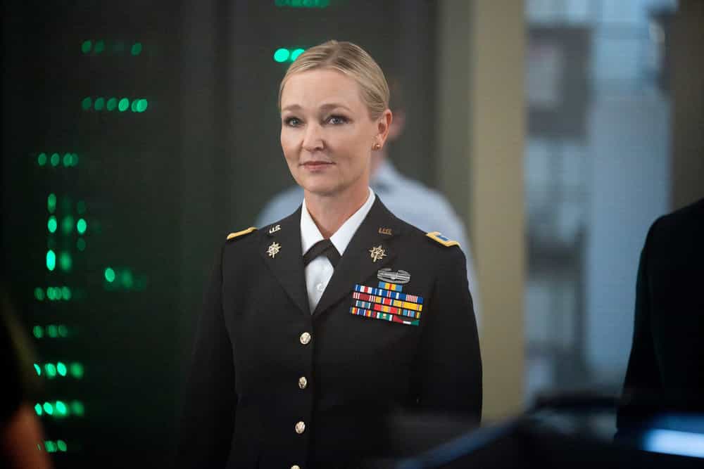 THE HUNTING PARTY -- "Ron Simms" Episode 201 -- Pictured: Kari Matchett as Eve Lazarus -- (Photo by: Ralph Bavaro/NBC)