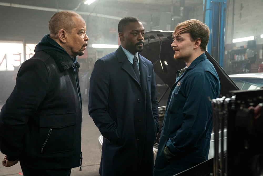 LAW & ORDER: SPECIAL VICTIMS UNIT -- "Purity" Episode 27012 -- Pictured: (l-r) Ice T as Sgt. Odafin "Fin" Tutuola, David Ajala as Det. Theo Walker, JP Scattini as AJ -- (Photo by: Ralph Bavaro/NBC)