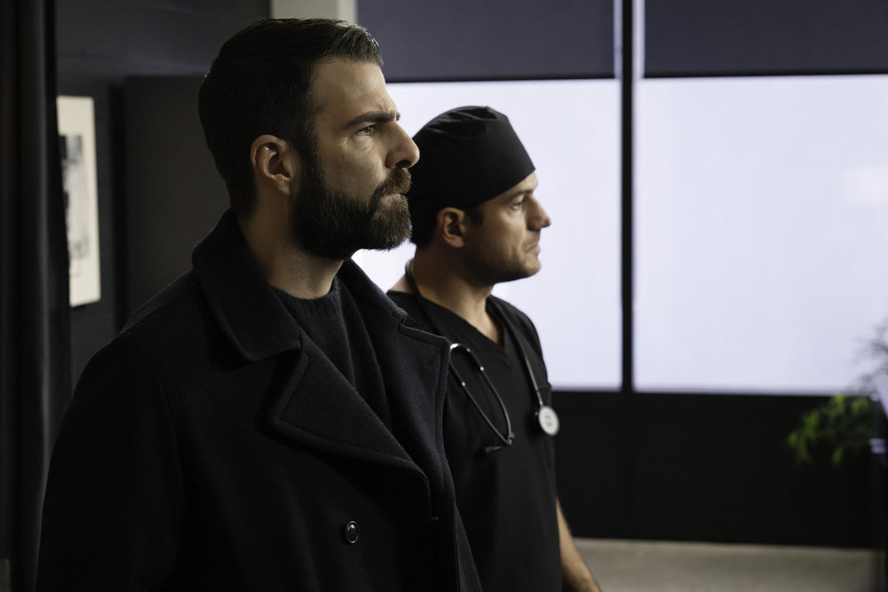 BRILLIANT MINDS -- "The Rider" Episode 212 -- Pictured: Zachary Quinto as Dr. Oliver Wolf, Marco Pigossi as Dr. Beau Pedrosa -- (Photo by: Pief Weyman/NBC)