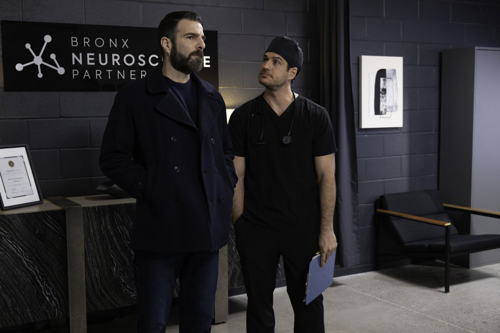 BRILLIANT MINDS -- "The Rider" Episode 212 -- Pictured: (l-r) Zachary Quinto as Dr. Oliver Wolf, Marco Pigossi as Dr. Beau Pedrosa -- (Photo by: Pief Weyman/NBC)