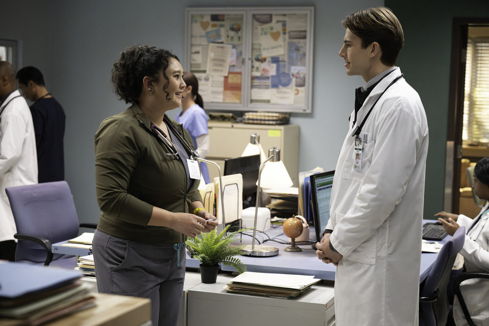 BRILLIANT MINDS -- "The Rider" Episode 212 -- Pictured: (l-r) Aury Krebs as Dr. Dana Dang, Brian Altemus as Dr. Charlie Porter -- (Photo by: Pief Weyman/NBC)