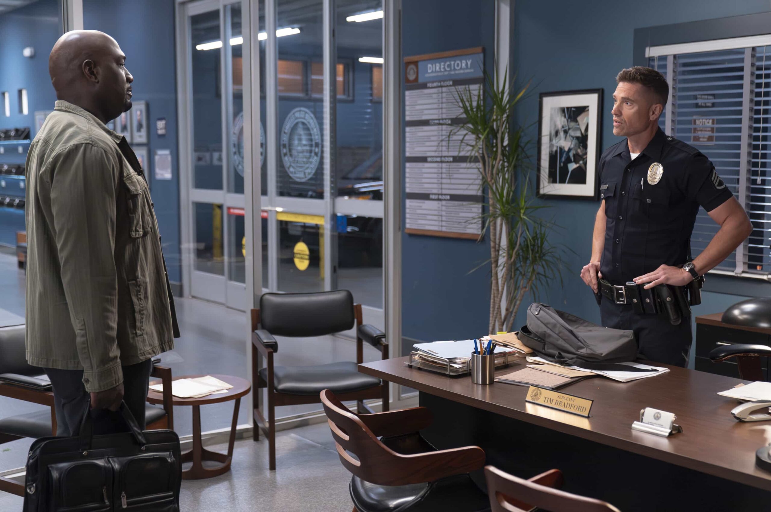 THE ROOKIE Season 8 Episode 2 image - “Fast Andy” - When the president visits Los Angeles, the LAPD teams up with the Secret Service to ensure his safety and assess any major threats on their watch list. Meanwhile, Miles’s instincts are tested, and Tim takes on a new role. TUESDAY, JAN. 13 (10:00-11:00 p.m. EST) on ABC. (Disney/Mike Taing) 
RICHARD T. JONES, ERIC WINTER