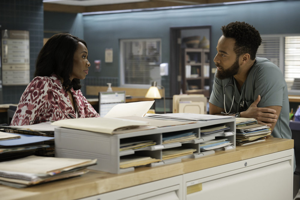 BRILLIANT MINDS -- "The Rabbit Hole" Episode 213 -- Pictured: (l-r) Tamberla Perry as Dr. Carol Pierce, John Clarence Stewart as Dr. Anthony Thorne -- (Photo by: Pief Weyman/NBC)