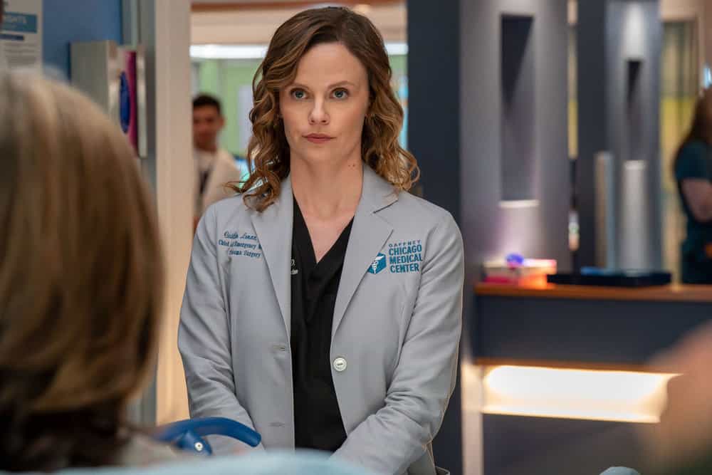CHICAGO MED Season 11 Episode 11 image -- "Our So Called Lives" Episode 1111 -- Pictured: Sarah Ramos as Dr. Caitlin Lenox -- (Photo by: Elizabeth Sisson/NBC)