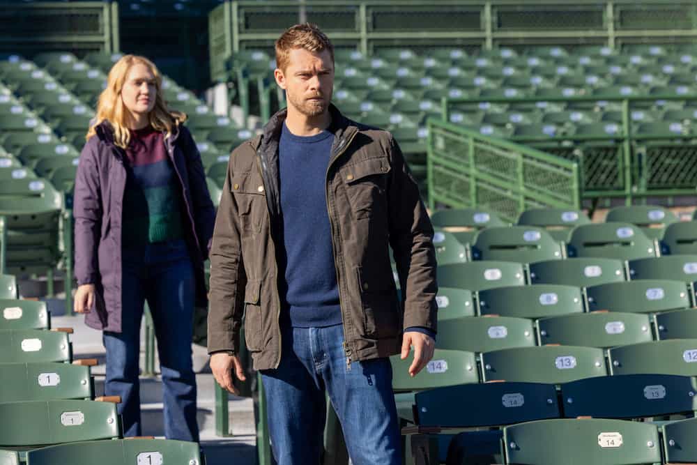 CHICAGO MED -- "Our So Called Lives" Episode 1111 -- Pictured: (l-r) Hope Lauren as Lynne Murphy, Luke Mitchell as Dr. Mitch Ripley -- (Photo by: George Burns Jr/NBC)