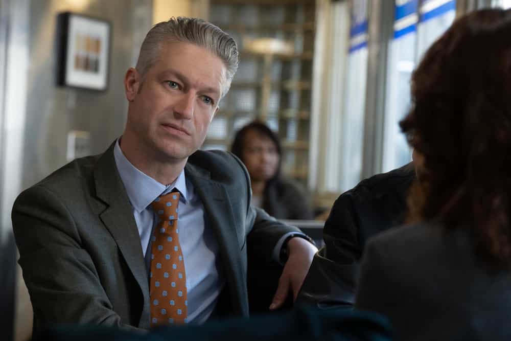 Law & Order SVU season 27 episode 12 promo -- "Hubris" Episode 27013 -- Pictured: Peter Scanavino as A.D.A Dominick "Sonny" Carisi Jr. -- (Photo by: Virginia Sherwood/NBC)