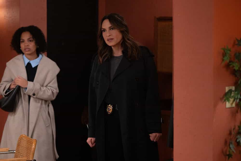 LAW & ORDER: SPECIAL VICTIMS UNIT -- "Hubris" Episode 27013 -- Pictured: (l-r) Elaine Baez as Vivan, Mariska Hargitay as Capt. Olivia Benson -- (Photo by: Virginia Sherwood/NBC)
