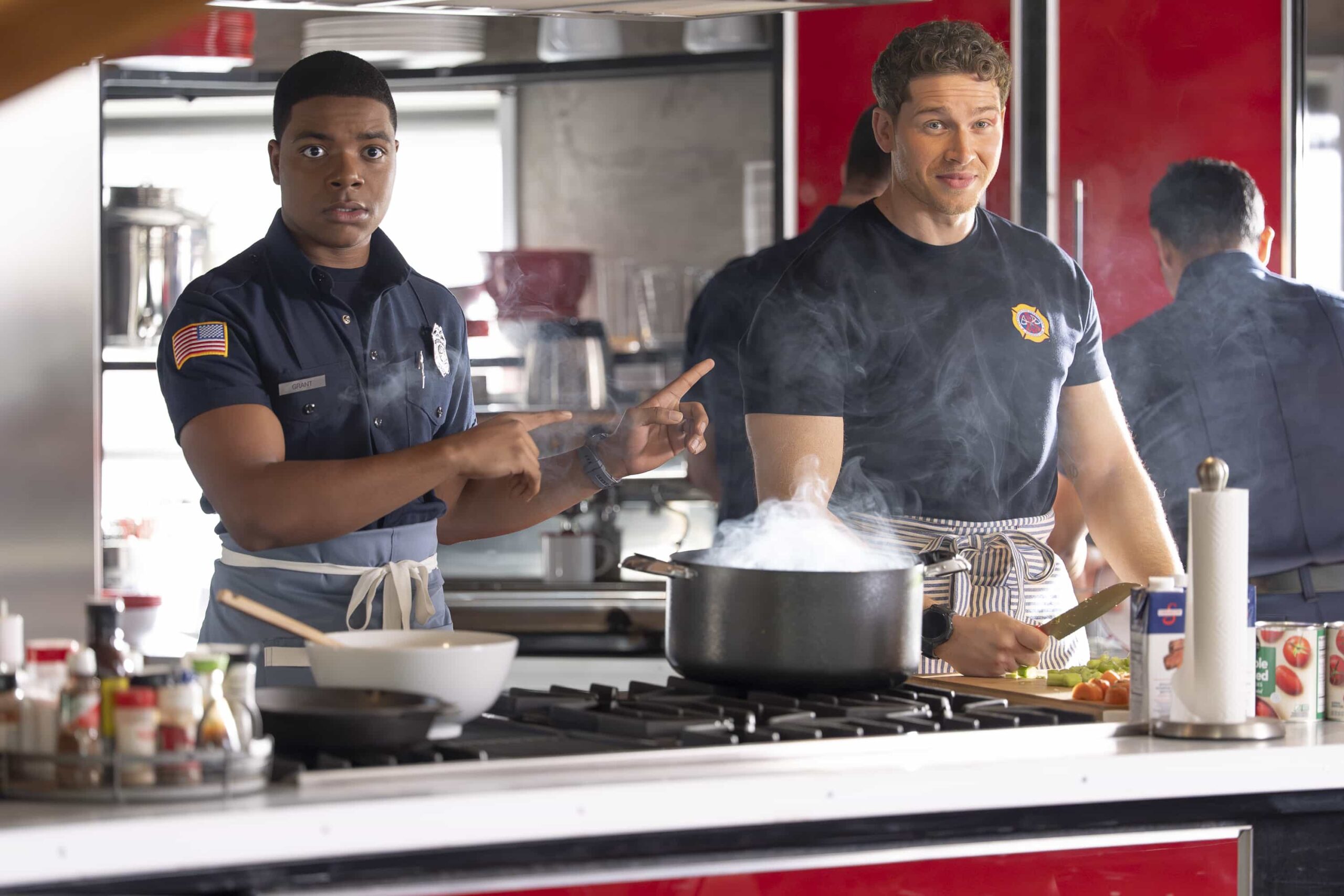 9-1-1: “Handle with Care” - Harry’s first day as a probie proves to be more challenging than Chimney expects. Meanwhile, Eddie and Hen are called into court over a former patient that brings back some old demons. THURSDAY, JAN. 29 (8:00-9:00 p.m. EST) on ABC.  (Disney/Christopher Willard) 
ELIJAH M. COOPER, OLIVER STARK