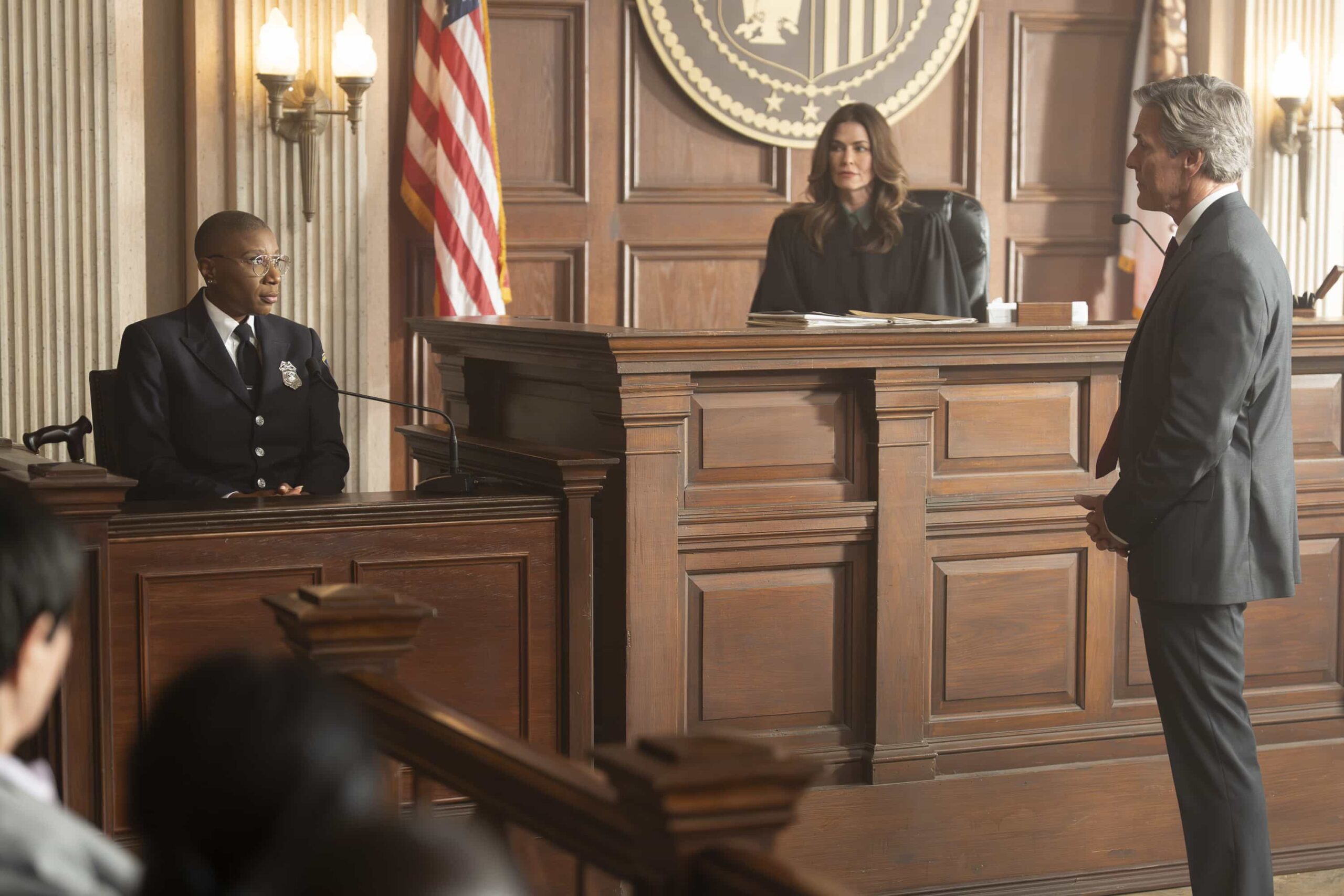 9-1-1: “Handle with Care” - Harry’s first day as a probie proves to be more challenging than Chimney expects. Meanwhile, Eddie and Hen are called into court over a former patient that brings back some old demons. THURSDAY, JAN. 29 (8:00-9:00 p.m. EST) on ABC.  (Disney/Christopher Willard) 
AISHA HINDS, BRIAN MCGOVERN