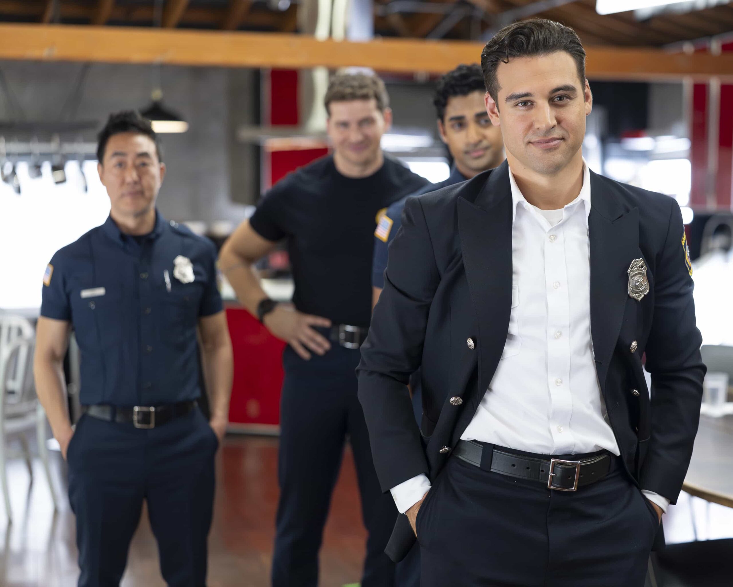9-1-1: “Handle with Care” - Harry’s first day as a probie proves to be more challenging than Chimney expects. Meanwhile, Eddie and Hen are called into court over a former patient that brings back some old demons. THURSDAY, JAN. 29 (8:00-9:00 p.m. EST) on ABC.  (Disney/Christopher Willard) 
KENNETH CHOI, OLIVER STARK, ANIRUDH PISHARODY, RYAN GUZMAN