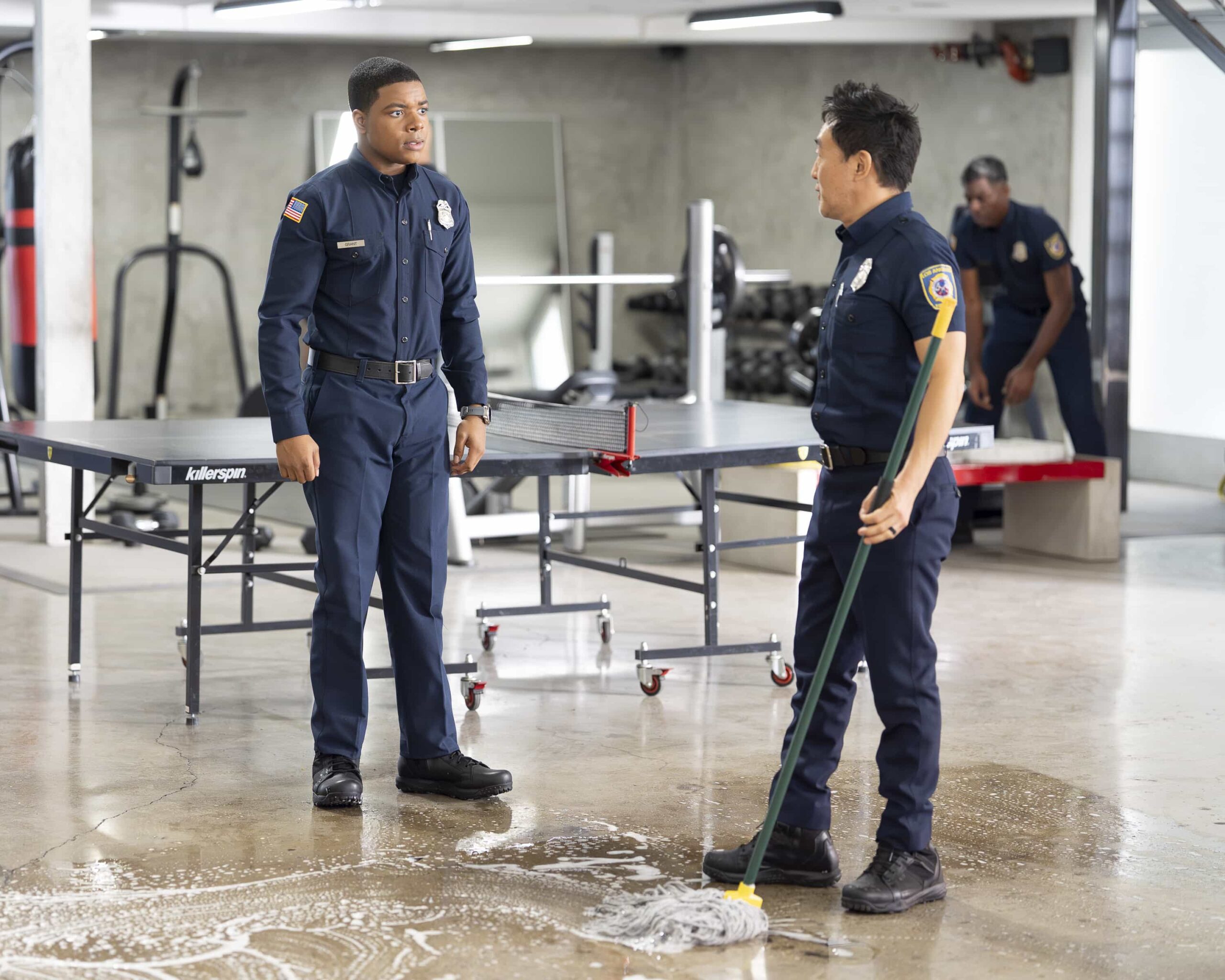 9-1-1 Season 9 Episode 10 : “Handle with Care” - Harry’s first day as a probie proves to be more challenging than Chimney expects. Meanwhile, Eddie and Hen are called into court over a former patient that brings back some old demons. THURSDAY, JAN. 29 (8:00-9:00 p.m. EST) on ABC.  (Disney/Christopher Willard) 
ELIJAH M. COOPER, KENNETH CHOI