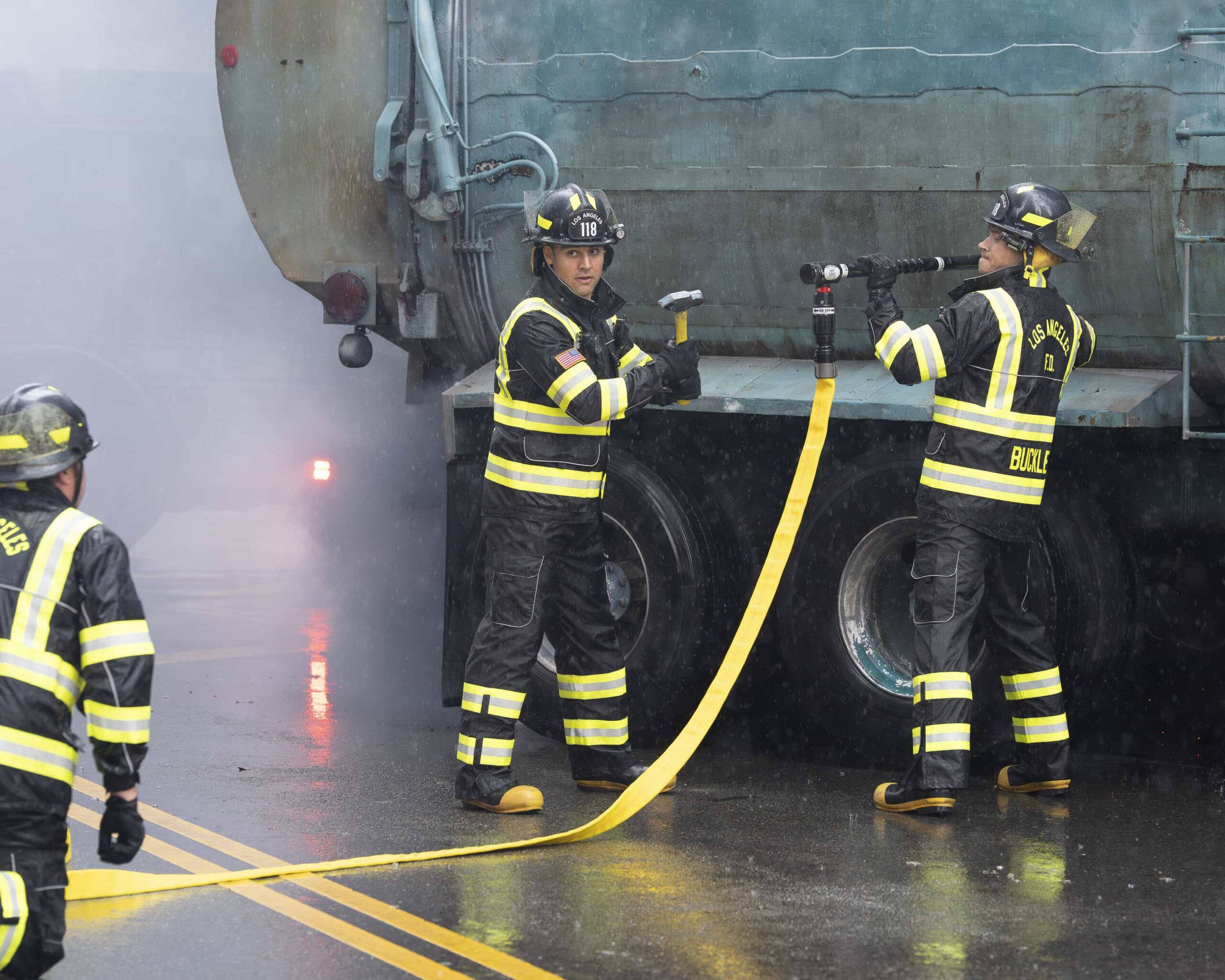 9-1-1: “Handle with Care” - Harry’s first day as a probie proves to be more challenging than Chimney expects. Meanwhile, Eddie and Hen are called into court over a former patient that brings back some old demons. THURSDAY, JAN. 29 (8:00-9:00 p.m. EST) on ABC.  (Disney/Christopher Willard) 
RYAN GUZMAN, OLIVER STARK