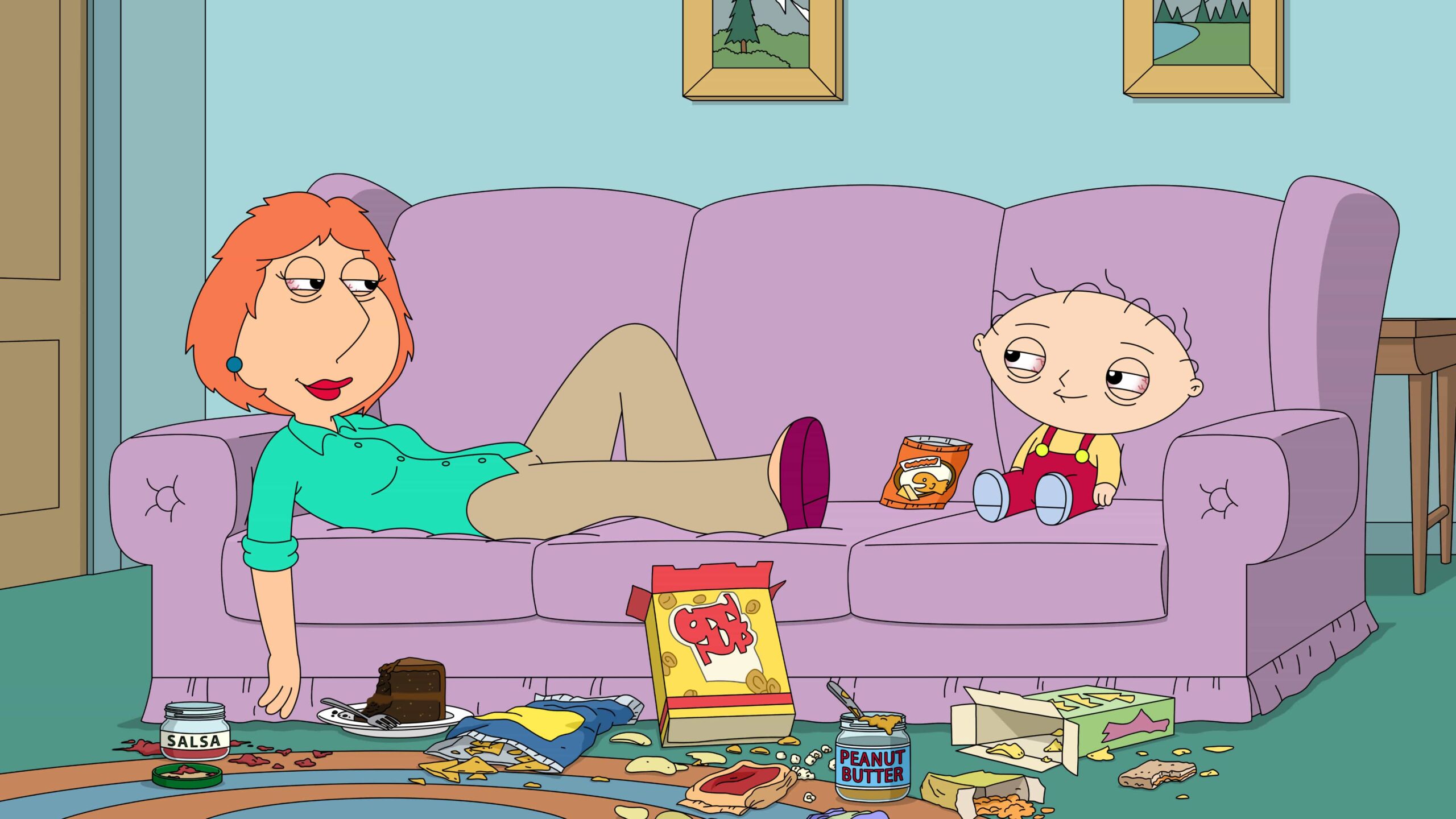 FAMILY GUY: For the first time in the show's history, Lois and Stewie finally understand each other -- thanks to Brian's edibles -- and explore and try to explain their complicated relationship in the all-new "The Edible Arrangement" season premiere episode of Family Guy airing Sunday, February 15 (9:31-10:00 PM ET/PT) on FOX. FAMILY GUY © 2026 by 20th Television