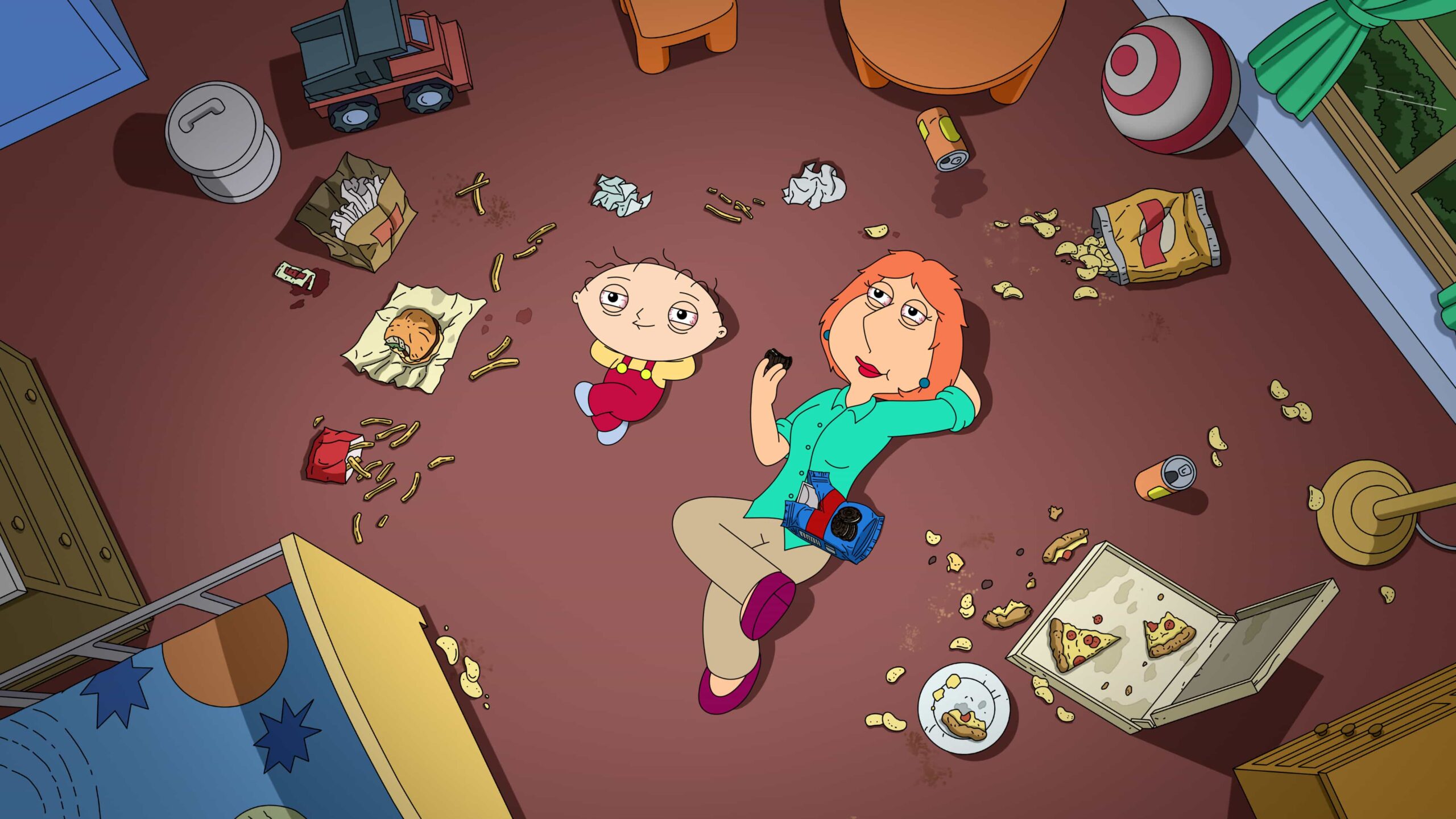 FAMILY GUY: For the first time in the show's history, Lois and Stewie finally understand each other -- thanks to Brian's edibles -- and explore and try to explain their complicated relationship in the all-new "The Edible Arrangement" season premiere episode of Family Guy airing Sunday, February 15 (9:31-10:00 PM ET/PT) on FOX. FAMILY GUY © 2026 by 20th Television