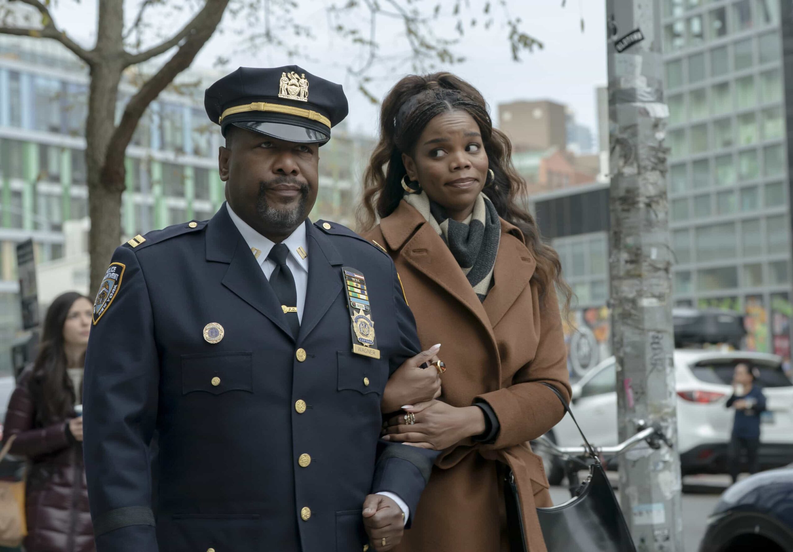 Elsbeth Season 3 Episode 11 “Ol’Man Liver” – Elsbeth battles a wealthy biohacker (Hamish Linklater) who will do anything to stay young, including an extreme diet, vigorous exercise, and murder, on ELSBETH, Thursday, Feb. 26 (10:00-11:00 PM, ET/PT) on the CBS Television Network and streaming on Paramount+   Pictured (L-R): Wendell Pierce as Captain Wagner and Brittany Inge as Julia Payne-Wagner   Photo: Michael Parmelee/CBS ©2025 CBS Broadcasting, Inc. All Rights Reserved.