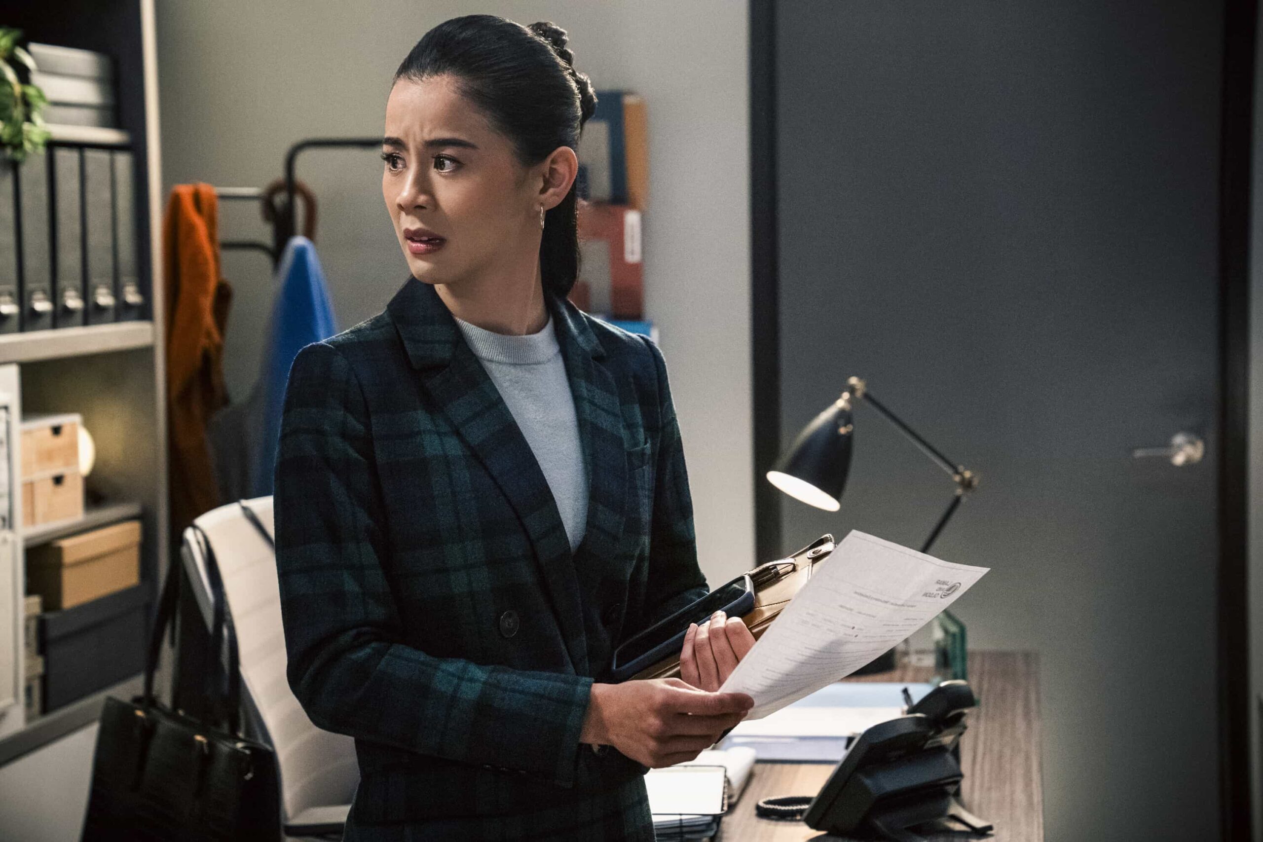 Matlock Season 2 Episode 9 Image “Collateral” – Olympia and Matty each put together their own collateral for Julian, hoping to regain his trust after he makes a shocking discovery. Meanwhile, an injunction case takes a turn when their client is detained by ICE agents, forcing the team to shift gears to keep him with his family and prevent deportation, on MATLOCK, Thursday, Feb. 26 (9:00-10:00 PM, ET/PT). Pictured: Leah Lewis as “Sarah Franklin”. Photo: Michael Yarish/CBS ©2025 CBS Broadcasting, Inc. All Rights Reserved.