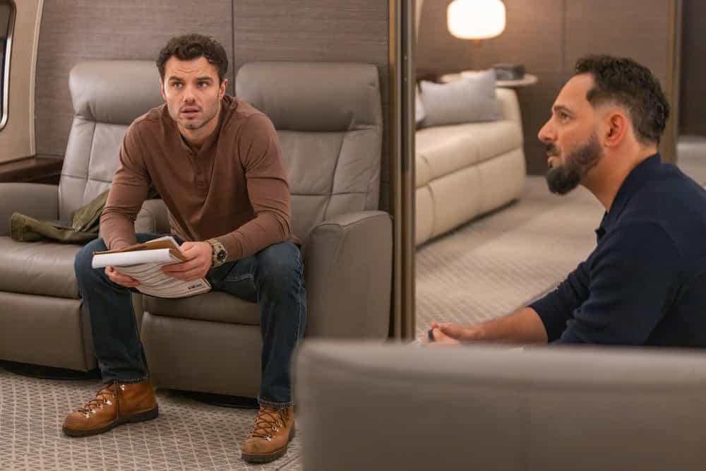 THE HUNTING PARTY -- "Noah Cyrus" Episode 205 -- Pictured: (l-r) Josh McKenzie as Shane Florence, Patrick Sabongui as Jacob Hassani -- (Photo by: Danielle Mathias/NBC)