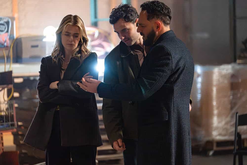 The Hunting Party Season 2 Episode 5 -- "Noah Cyrus" Episode 205 -- Pictured: (l-r) Melissa Roxburgh as Rebecca 'Bex' Henderson, Josh McKenzie as Shane Florence, Patrick Sabongui as Jacob Hassani  -- (Photo by: Ralph Bavaro/NBC)