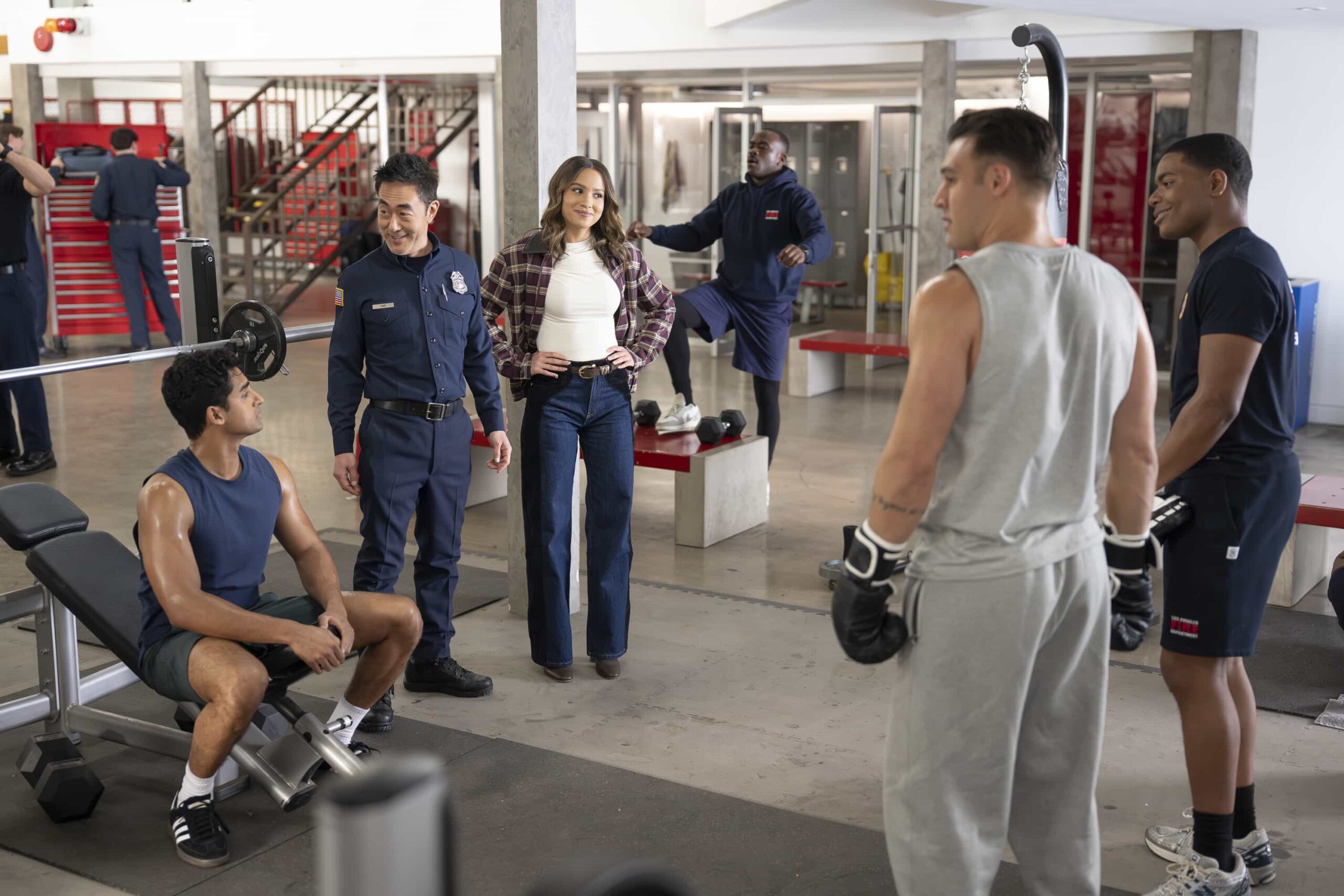9-1-1 - “Going Once, Going Twice” - When a medical examiner becomes entangled in a dangerous situation during an autopsy, the 118 is called in to assist. Meanwhile, the 118 hosts an LAFD charity bachelor auction. THURSDAY, FEB. 26 (8:00-9:00 p.m. EST) on ABC. (Disney/Christopher Willard) 
ANIRUDH PISHARODY, KENNETH CHOI, CORINNE MASSIAH, RYAN GUZMAN, ELIJAH M. COOPER