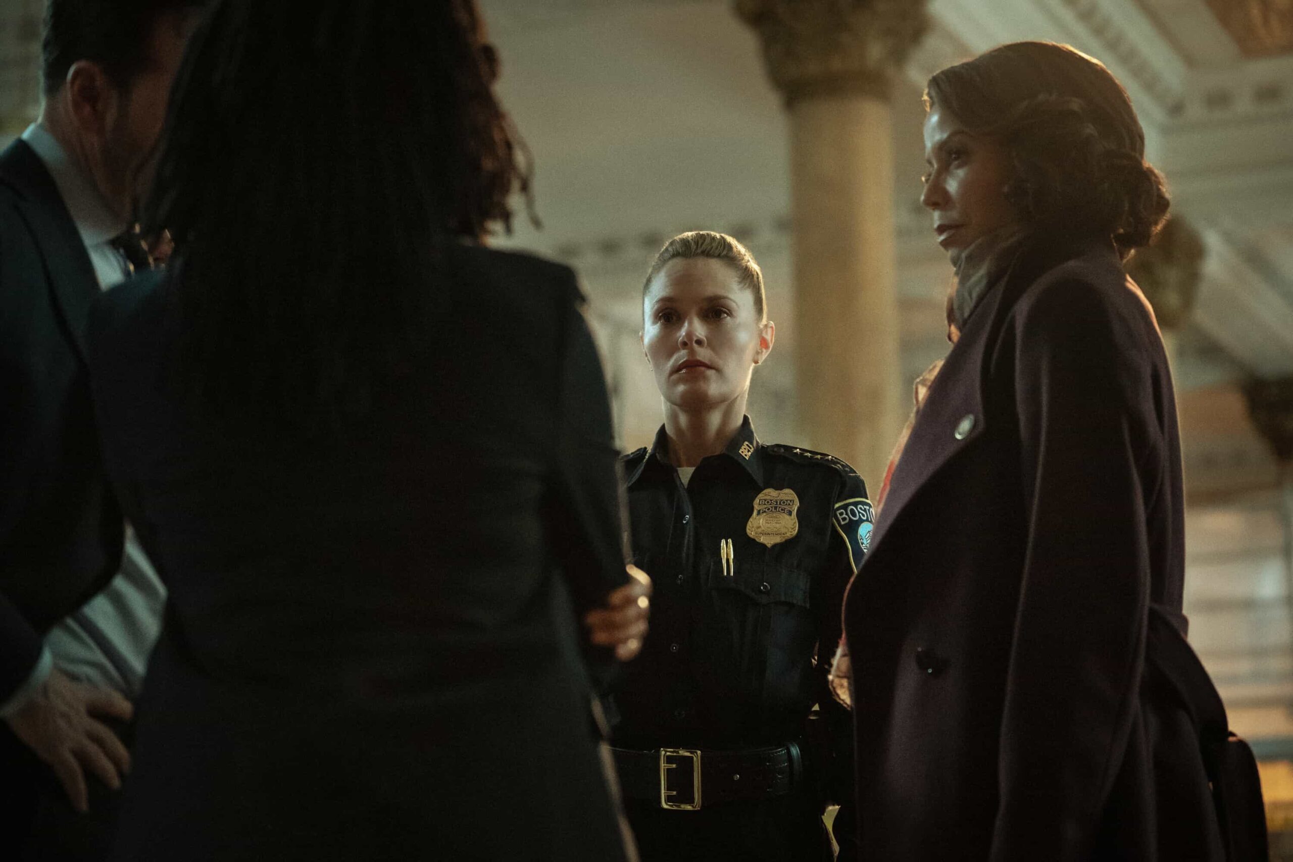 Boston Blue Season 1 Episode 10 “Hard Truths” – Jonah’s anger and grief put family bonds to the test as Mae and Sarah confront painful truths that could change everything. Meanwhile, Danny and Lena take on a high-stakes case that exposes deep-rooted secrets and forces unlikely alliances., on the CBS Original Series “BOSTON BLUE,” Friday, Feb. 26 (10:00-11:00 PM, ET/PT)    Pictured (L-R): Maggie Lawson as Sarah Silver and Gloria Reuben as Mae Silver  Photo: Brendan Adam-Zwelling/CBS ©2025 CBS Broadcasting, Inc. All Rights Reserved.