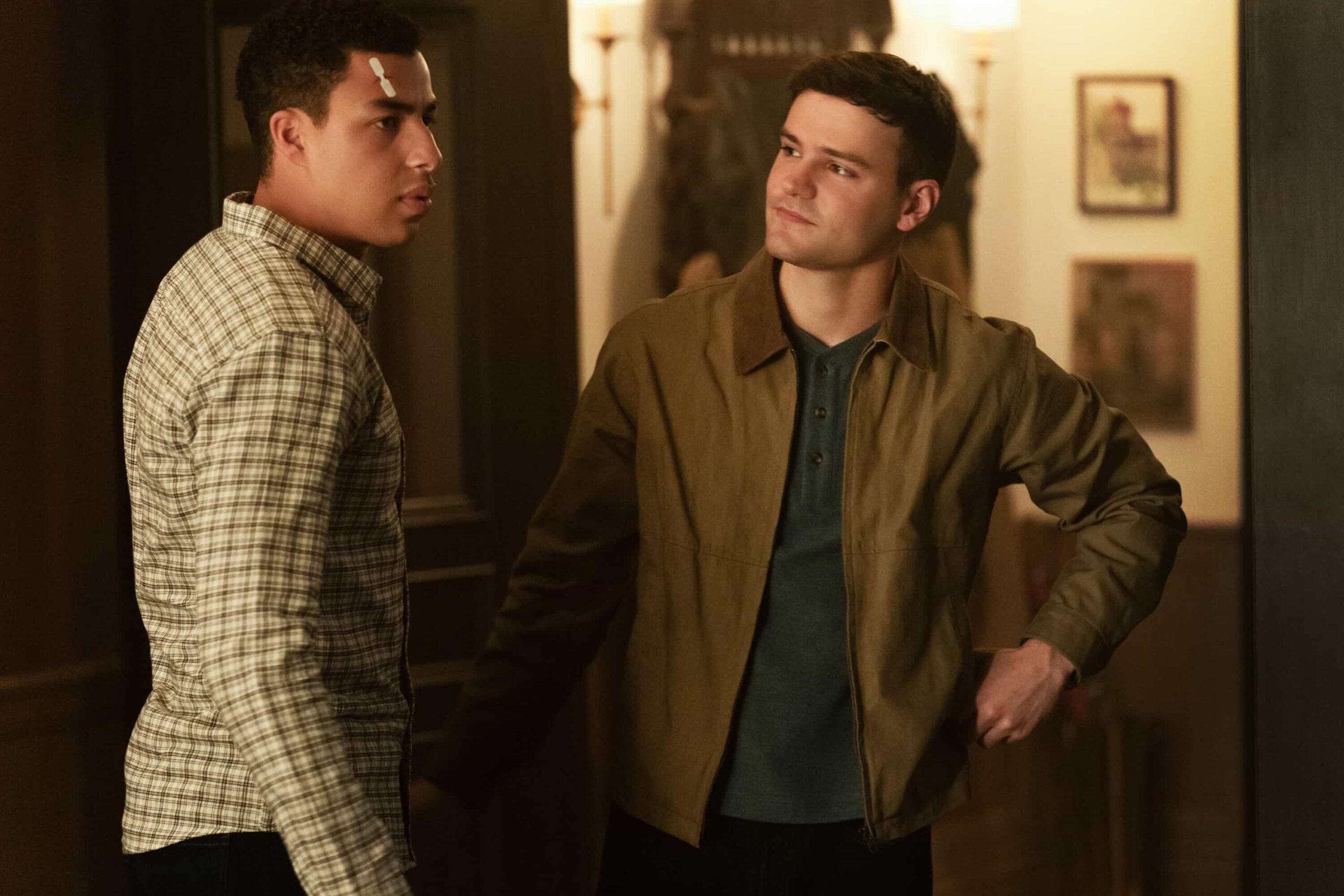 “Hard Truths” – Jonah’s anger and grief put family bonds to the test as Mae and Sarah confront painful truths that could change everything. Meanwhile, Danny and Lena take on a high-stakes case that exposes deep-rooted secrets and forces unlikely alliances., on the CBS Original Series “BOSTON BLUE,” Friday, Feb. 26 (10:00-11:00 PM, ET/PT)    Pictured (L-R): Marcus Scribner as Jonah Silver and Mika Amonsen as Sean Reagan  Photo: John Medland /CBS ©2025 CBS Broadcasting, Inc. All Rights Reserved.