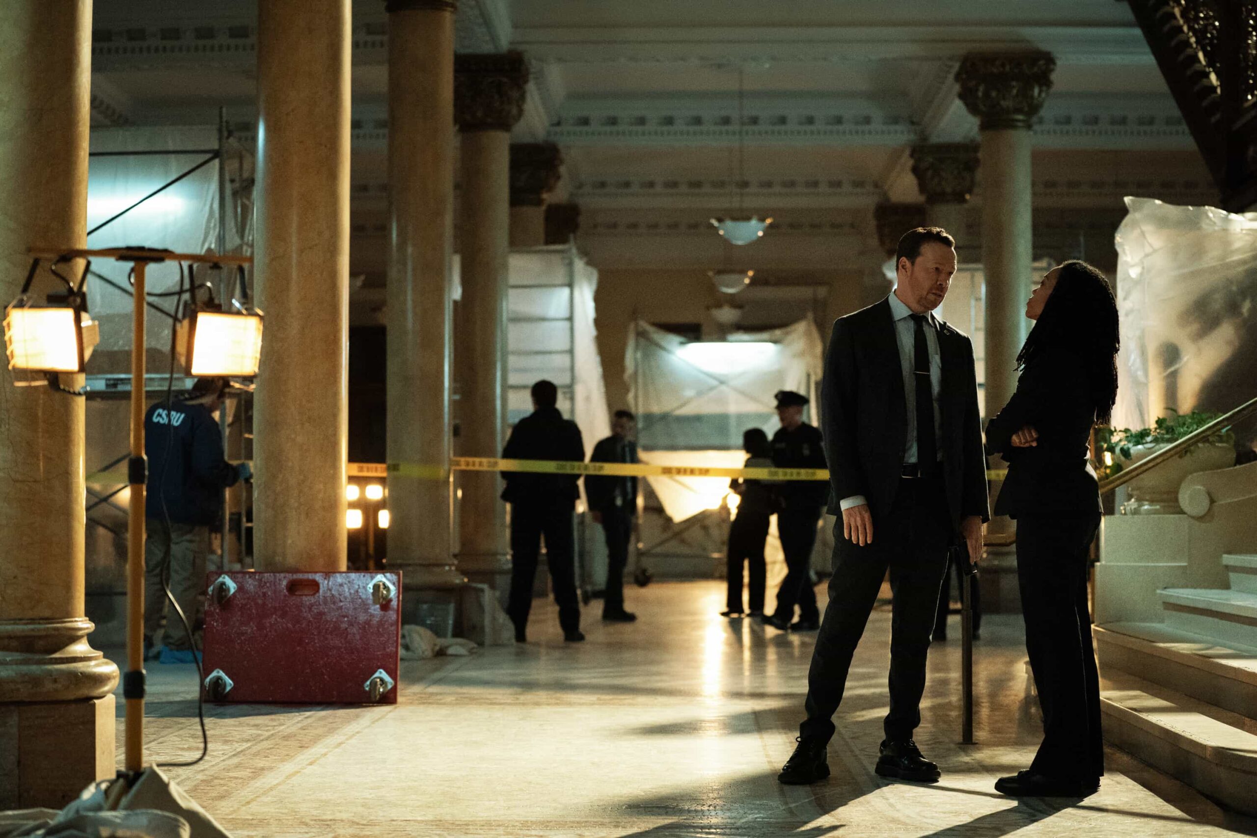 Boston Blue Season 1 Episode 10 “Hard Truths” – Jonah’s anger and grief put family bonds to the test as Mae and Sarah confront painful truths that could change everything. Meanwhile, Danny and Lena take on a high-stakes case that exposes deep-rooted secrets and forces unlikely alliances., on the CBS Original Series “BOSTON BLUE,” Friday, Feb. 26 (10:00-11:00 PM, ET/PT)    Pictured (L-R): Donnie Wahlberg as Danny Reagan and Sonequa Martin-Green as Lena Silver  Photo: Brendan Adam-Zwelling/CBS ©2025 CBS Broadcasting, Inc. All Rights Reserved.