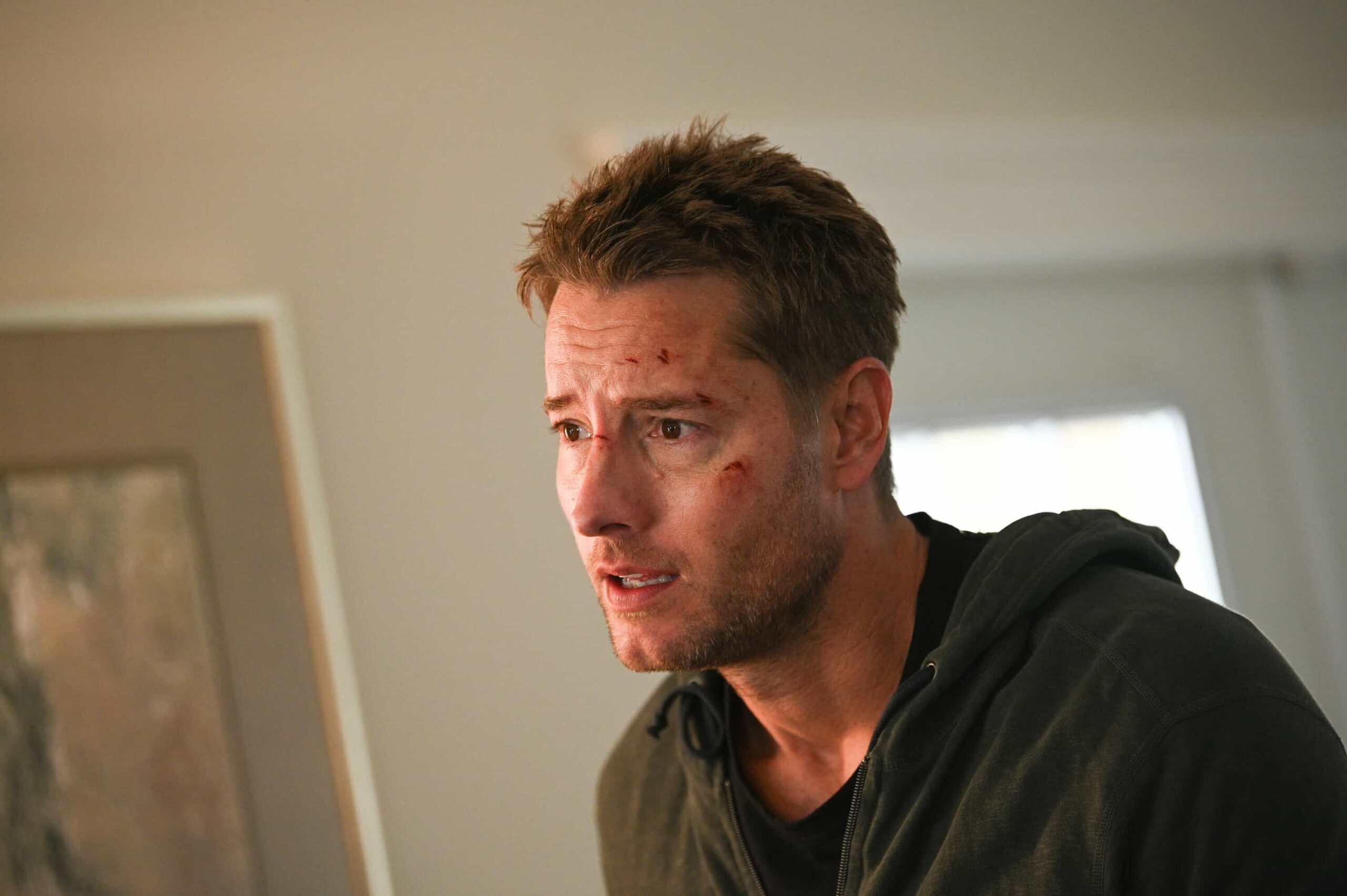 Tracker Season 3 Episode 10 "The Fall Out" -- Coverage of the CBS Original Series TRACKER, scheduled to air on the CBS Television Network.  Pictured: Justin Hartley as Colter Shaw. Photo: Sergei Bachlakov/CBS ©2025 CBS Broadcasting, Inc. All Rights Reserved.