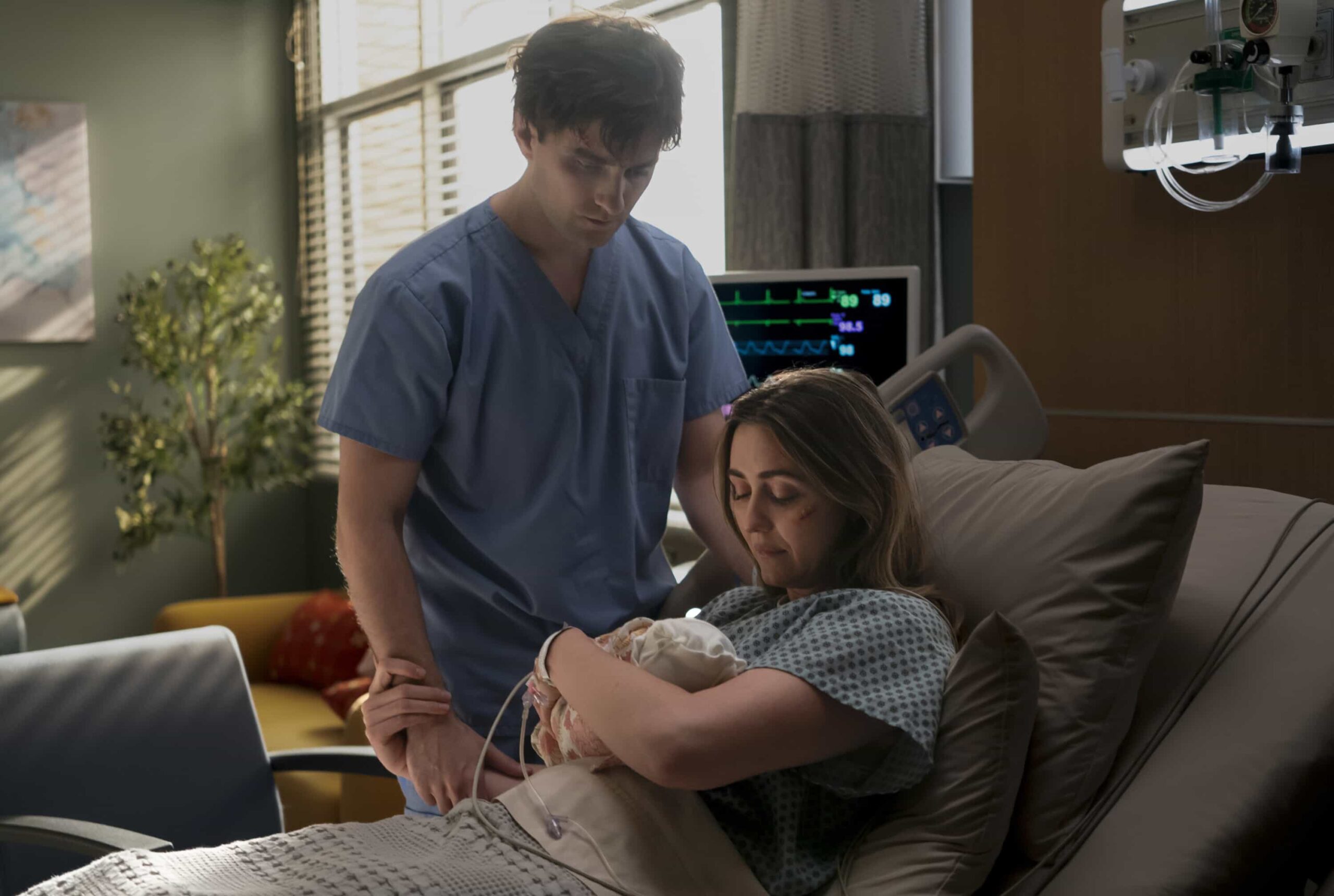 “The Tunnel Under the Elms” – Watson and the fellows race against the clock to save a man and his pregnant wife from a terrifying sinkhole. Meanwhile, Ingrid’s future with her therapy group becomes unclear, on WATSON, Sunday, March 1 (10:00-11:00 PM, ET/PT) on the CBS Television Network, and streaming on Paramount+  Pictured (L-R): Landon Liboiron as Keith Prisuta, and Madeline Zima as Marnie Prisuta  Photo: Colin Bentley/CBS ©2025 CBS Broadcasting, Inc. All Rights Reserved.