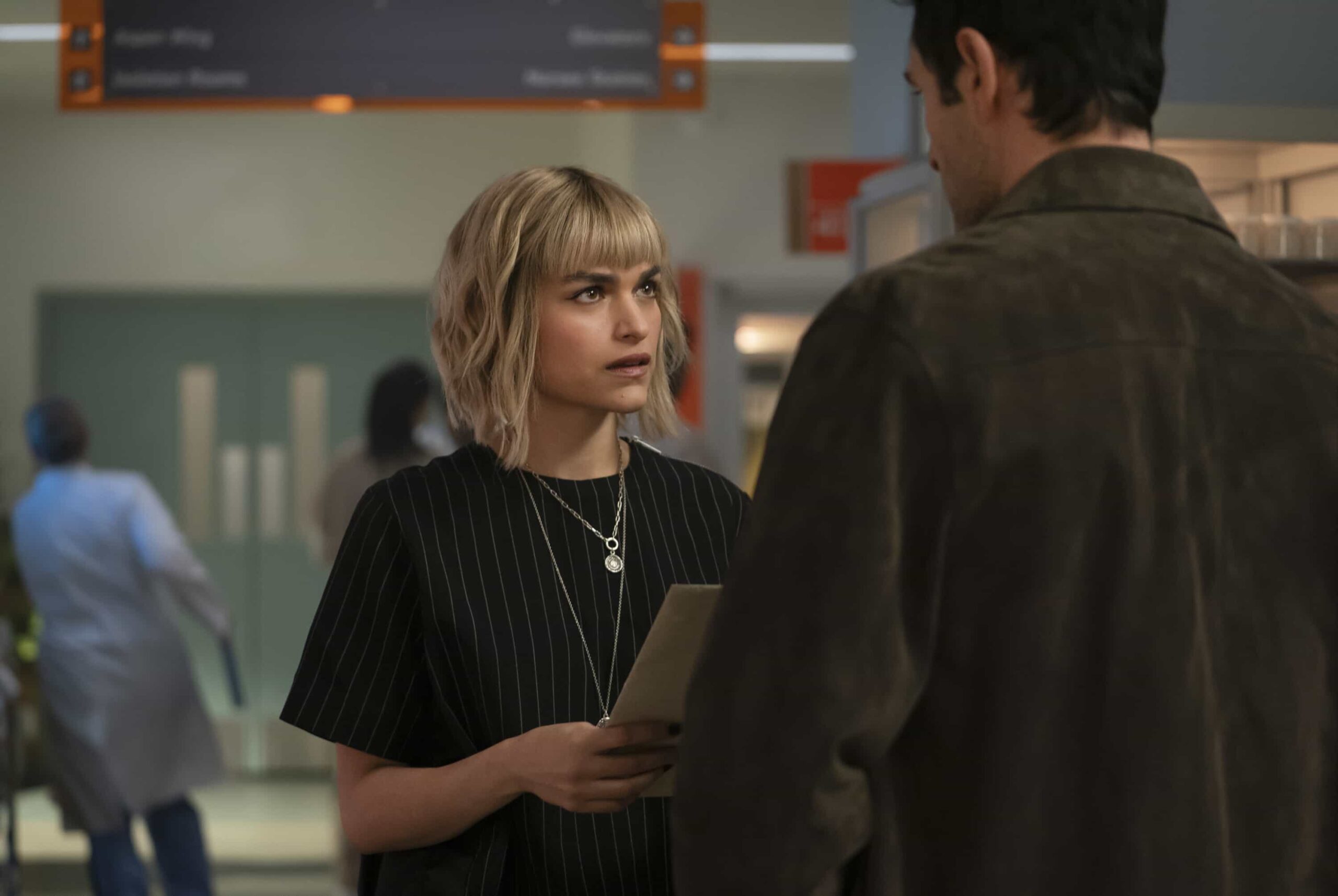 Watson Season 2 Episode 11 “The Tunnel Under the Elms” – Watson and the fellows race against the clock to save a man and his pregnant wife from a terrifying sinkhole. Meanwhile, Ingrid’s future with her therapy group becomes unclear, on WATSON, Sunday, March 1 (10:00-11:00 PM, ET/PT) on the CBS Television Network, and streaming on Paramount+  Pictured (L-R): Eve Harlow as Dr. Ingrid Derian and Noah Mills as Beck Wythe  Photo: Colin Bentley/CBS ©2025 CBS Broadcasting, Inc. All Rights Reserved.