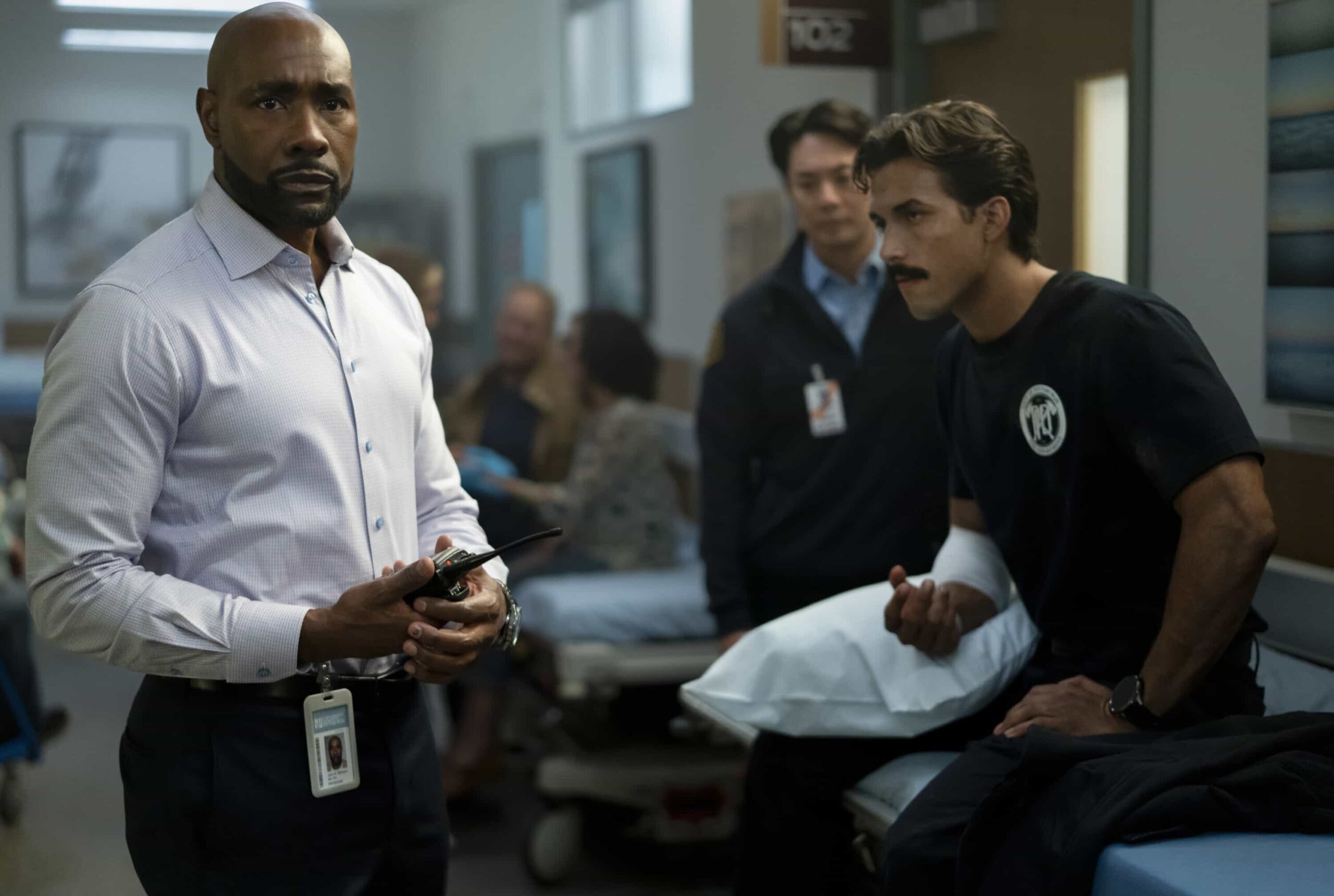 Watson Season 2 Episode 11 “The Tunnel Under the Elms” – Watson and the fellows race against the clock to save a man and his pregnant wife from a terrifying sinkhole. Meanwhile, Ingrid’s future with her therapy group becomes unclear, on WATSON, Sunday, March 1 (10:00-11:00 PM, ET/PT) on the CBS Television Network, and streaming on Paramount+  Pictured: Morris Chestnut as Dr. John Watson   Photo: Colin Bentley/CBS ©2025 CBS Broadcasting, Inc. All Rights Reserved.