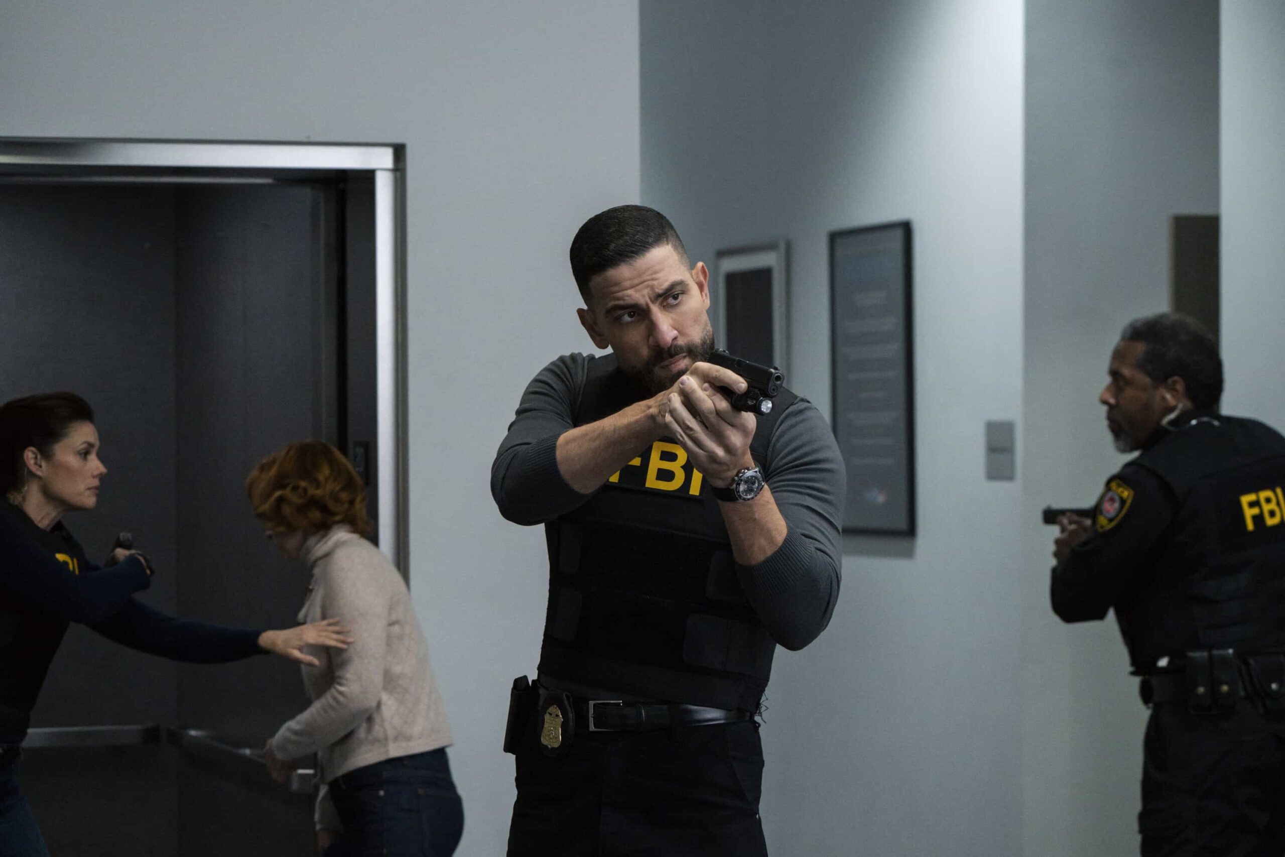FBI Season 8 Episode 12 “Daybreak” – When a federal whistleblower is murdered while in FBI custody along with two agents, the team is stunned to find a familiar perpetrator has resurfaced. Meanwhile, OA wrestles with telling the team what is happening in his personal life, on FBI, Monday, March 2 (9:00-10:00 PM, ET/PT).  Pictured (L-R): Missy Peregrym as Special Agent Maggie Bell and Zeeko Zaki as Special Agent Omar Adom ‘OA’ Zidan. Photo: Bennett Raglin/CBS ©2026 CBS Broadcasting, Inc. All Rights Reserved.