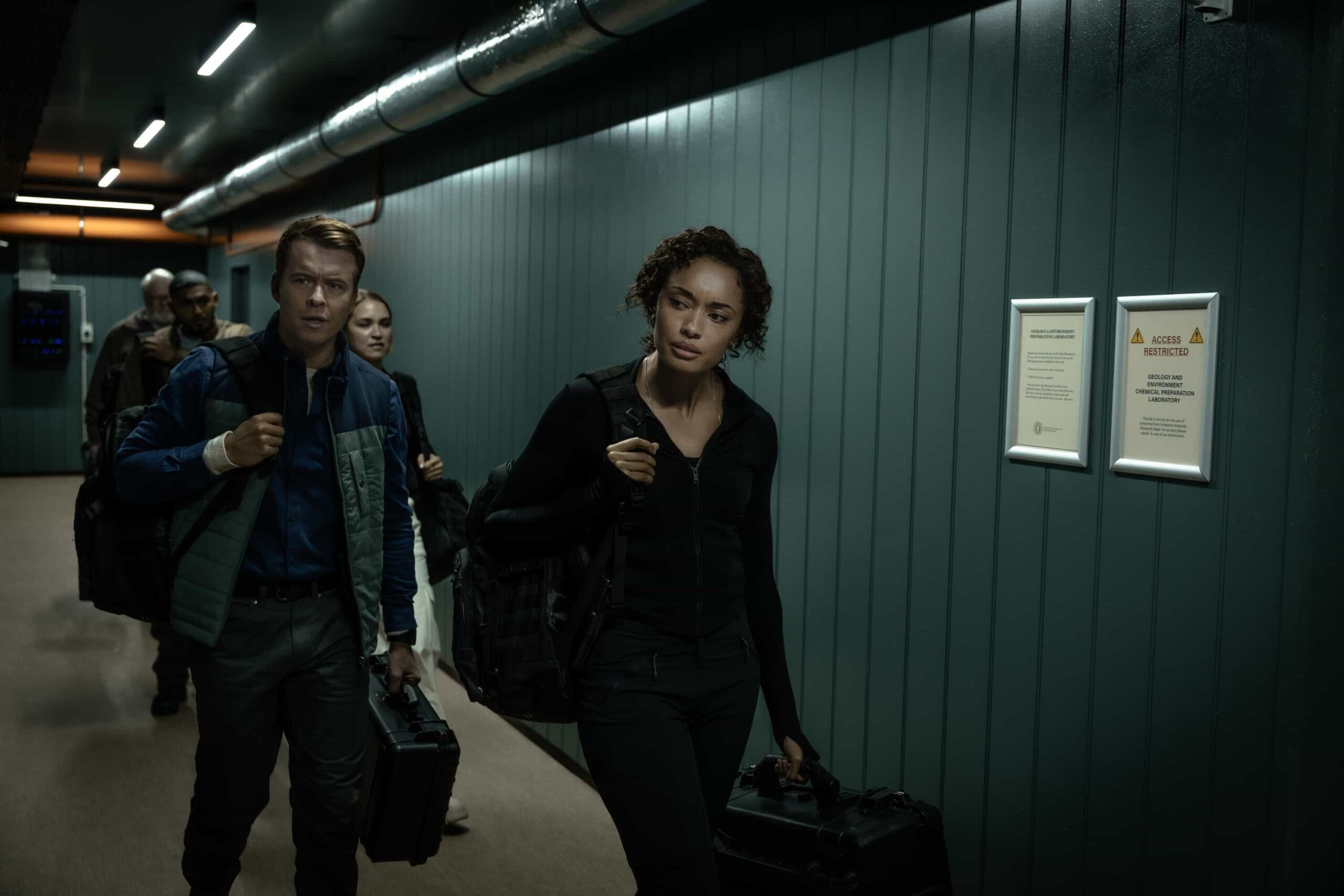 NCIS Sydney Season 3 Episode 9 “South of Nowhere” – The team races to an Antarctica research base to investigate why a climate scientist killed a colleague on the eve of polar night – and make it out before their plane engine freezes and they’re trapped in darkness for six months, on NCIS: SYDNEY, Tuesday, March 3 (10:00-11:00 PM, ET/PT) on the CBS Television Network, and streaming on Paramount+ L-R: Todd Lasance as AFP Liaison Officer Sergeant Jim \'JD\' Dempsey, Tuuli Narkle as AFP Liaison Officer Constable Evie Cooper, and Olivia Swann as NCIS Special Agent Captain Michelle Mackey in NCIS: Sydney episode 9, season 3 streaming on Paramount+, 2026. Photo Credit:  Daniel Asher Smith/Paramount+   © TM & © 2026 CBS Studios Inc. NCIS: Sydney and related marks and logos  are trademarks of CBS Studios Inc. All Rights Reserved.