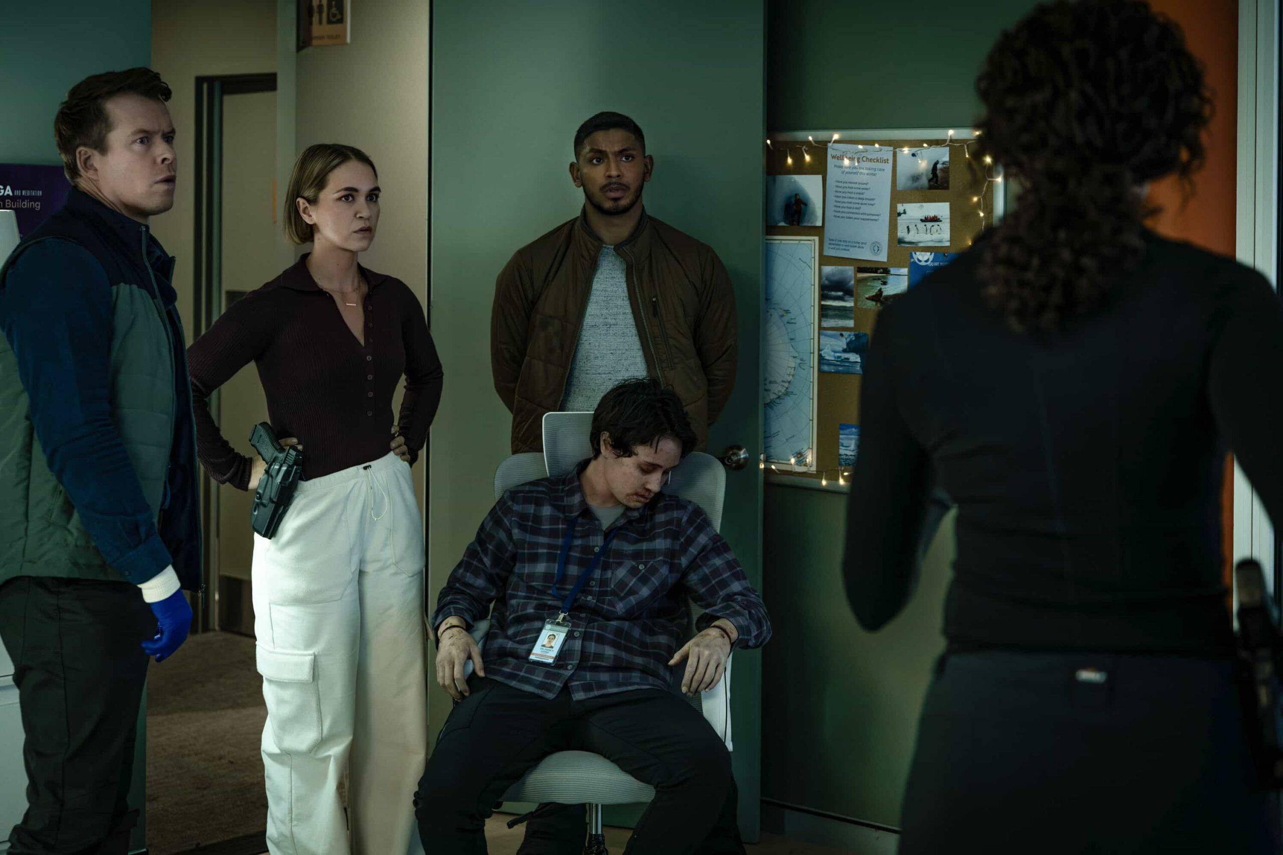 NCIS Sydney Season 3 Episode 9 Still “South of Nowhere” – The team races to an Antarctica research base to investigate why a climate scientist killed a colleague on the eve of polar night – and make it out before their plane engine freezes and they’re trapped in darkness for six months, on NCIS: SYDNEY, Tuesday, March 3 (10:00-11:00 PM, ET/PT) on the CBS Television Network, and streaming on Paramount+. L-R: Todd Lasance as AFP Liaison Officer Sergeant Jim \'JD\' Dempsey, Tuuli Narkle as AFP Liaison Officer Constable Evie Cooper, Sean Sagar as NCIS Special Agent DeShawn Jackson and Jasmine Smith-Sua as Dr. Diane Cohen  in NCIS: Sydney episode 9, season 3 streaming on Paramount+, 2026. Photo Credit:  Daniel Asher Smith/Paramount+   © TM & © 2026 CBS Studios Inc. NCIS: Sydney and related marks and logos  are trademarks of CBS Studios Inc. All Rights Reserved.