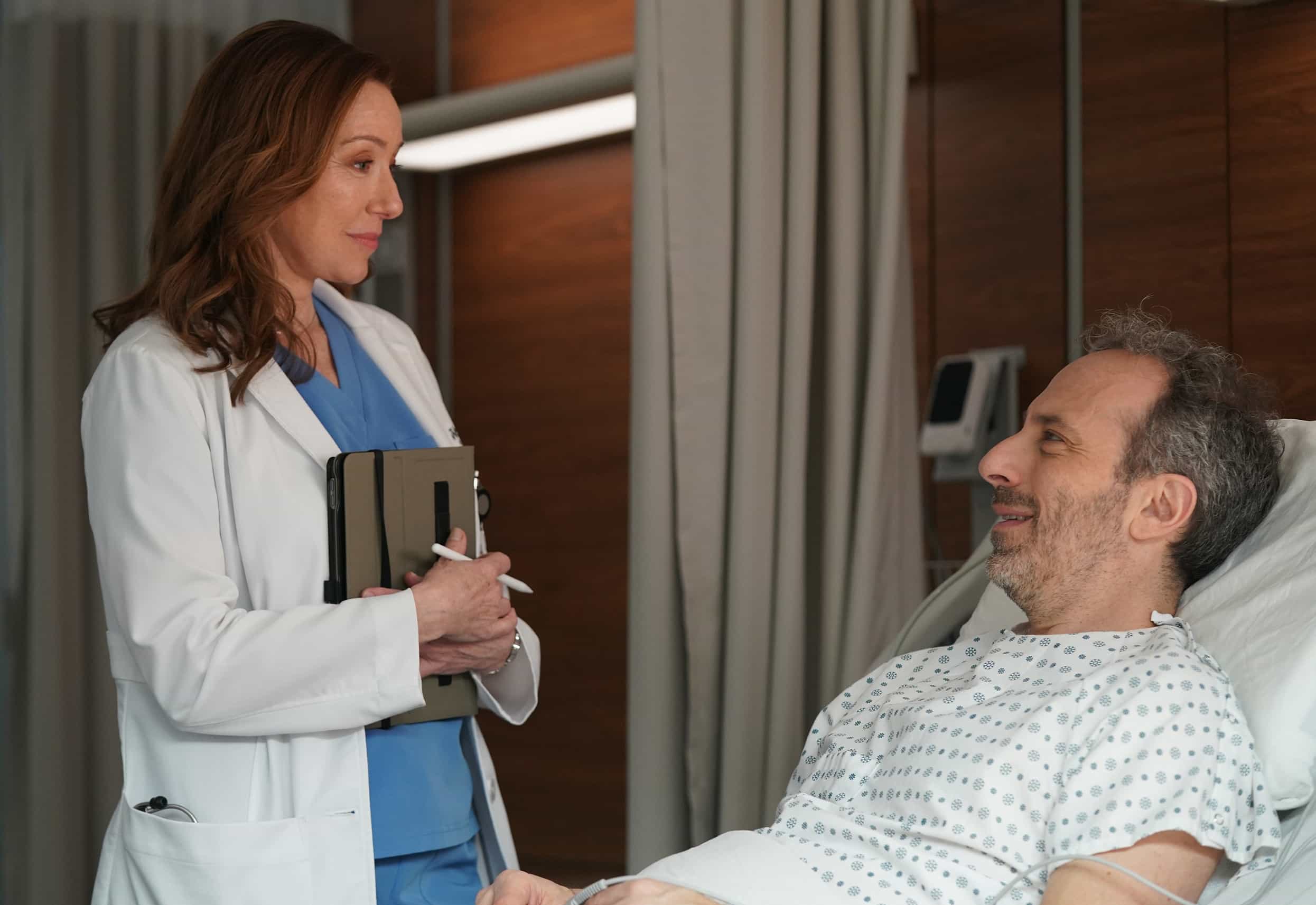 DOC Season 2 Episode 16 Still : L-R: Molly Parker and Peter Grosz in the "Best We Can Do" episode of DOC airing Tuesday, Mar. 3 (9:00-10:00 PM ET/PT) on FOX. CR: John Medland/FOX. ©2026 FOX Media LLC.