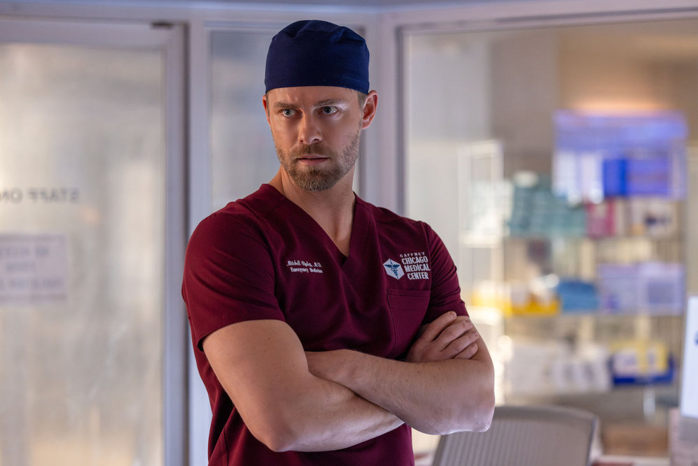 CHICAGO MED -- "Reckoning, Part 2" Episode 1113 -- Pictured: Luke Mitchell as Dr. Mitch Ripley -- (Photo by: George Burns Jr/NBC)