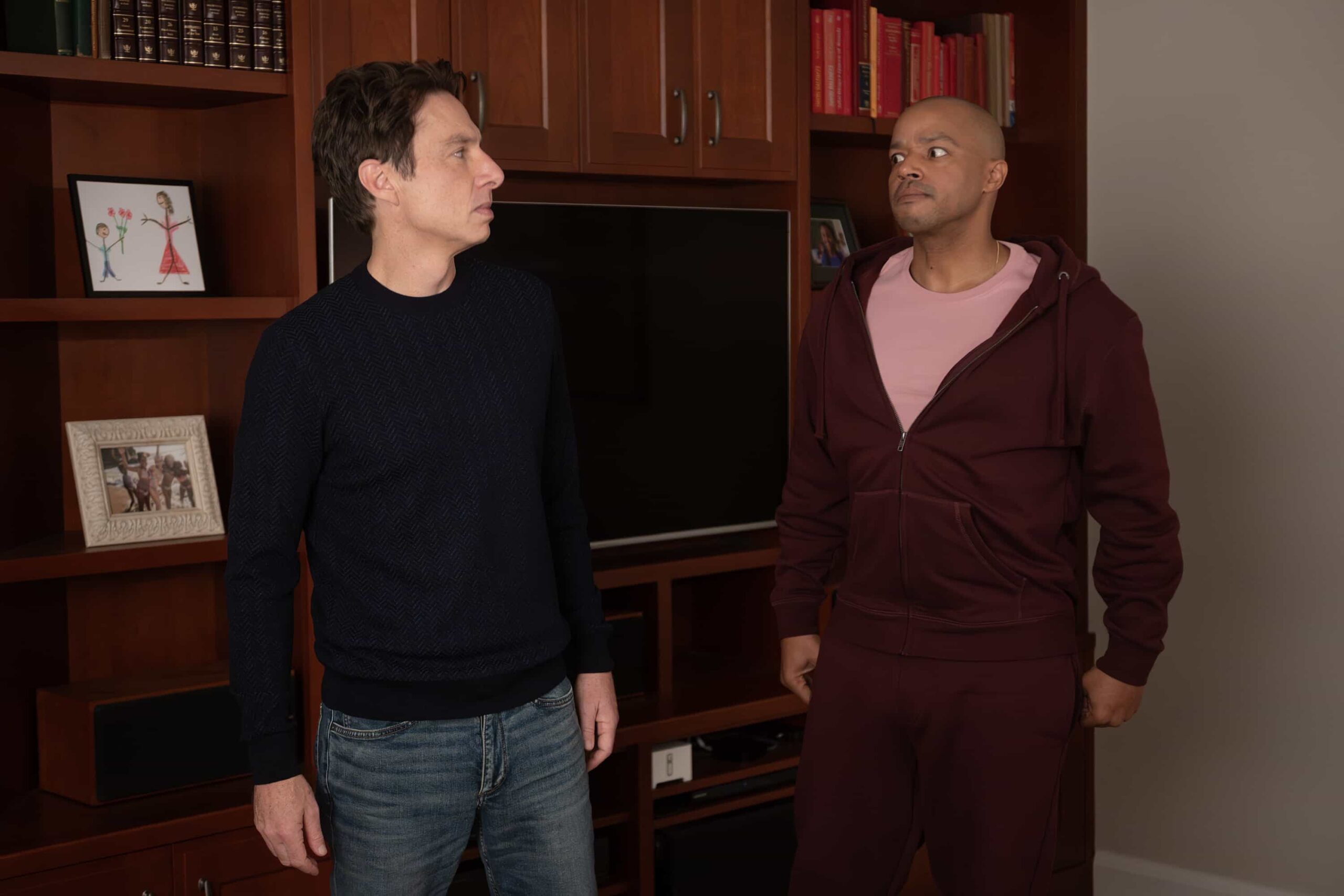 SCRUBS Season 10 Episode 3 - “My Rom-Com” - Elliot faces a dilemma with a stubborn patient, while J.D. discovers online doctor reviews. Meanwhile, Turk teaches his interns about new surgical technology and unexpected life lessons. WEDNESDAY, MARCH 4 (8:00-8:30 p.m. EST) on ABC. (Disney/Sergei Bachlakov) 
ZACH BRAFF, DONALD FAISON