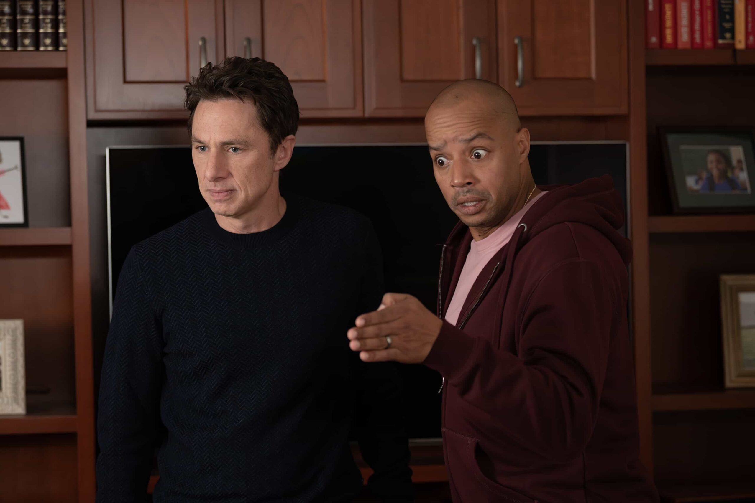 SCRUBS Season 10 Episode 3 Still  - “My Rom-Com” - Elliot faces a dilemma with a stubborn patient, while J.D. discovers online doctor reviews. Meanwhile, Turk teaches his interns about new surgical technology and unexpected life lessons. WEDNESDAY, MARCH 4 (8:00-8:30 p.m. EST) on ABC. (Disney/Sergei Bachlakov) 
ZACH BRAFF, DONALD FAISONZACH BRAFF, DONALD FAISON