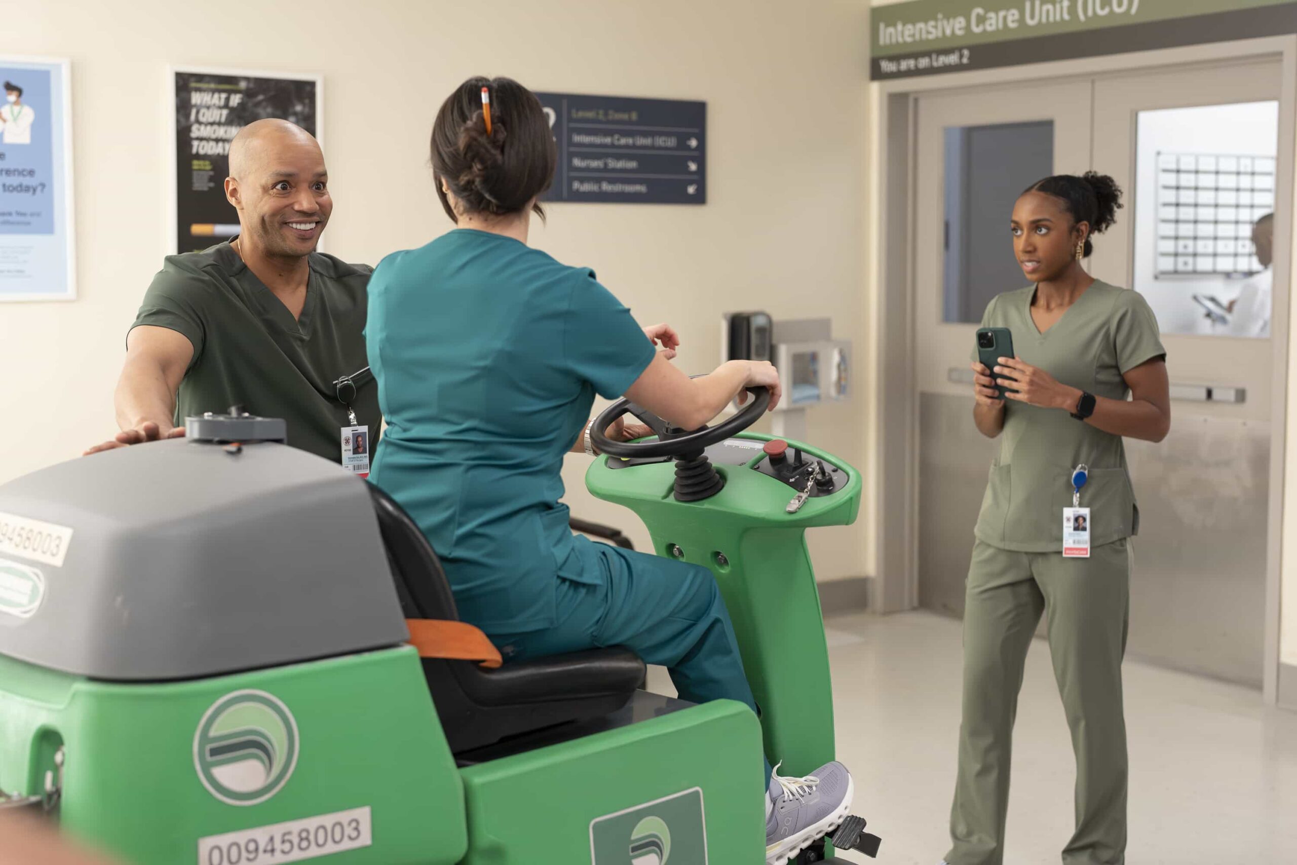 SCRUBS - “My Rom-Com” - Elliot faces a dilemma with a stubborn patient, while J.D. discovers online doctor reviews. Meanwhile, Turk teaches his interns about new surgical technology and unexpected life lessons. WEDNESDAY, MARCH 4 (8:00-8:30 p.m. EST) on ABC. (Disney/Darko Sikman) 
DONALD FAISON, AMANDA MORROW