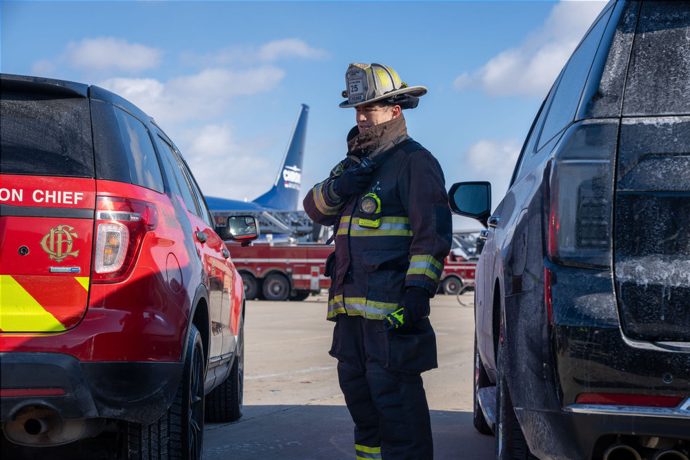 CHICAGO FIRE Season 14 Episode 13 Photo -- "Reckoning, Part 1" Episode 1413 -- Pictured: Dermot Mulroney as Dom Pascal -- (Photo by: Peter Gordon/NBC)
