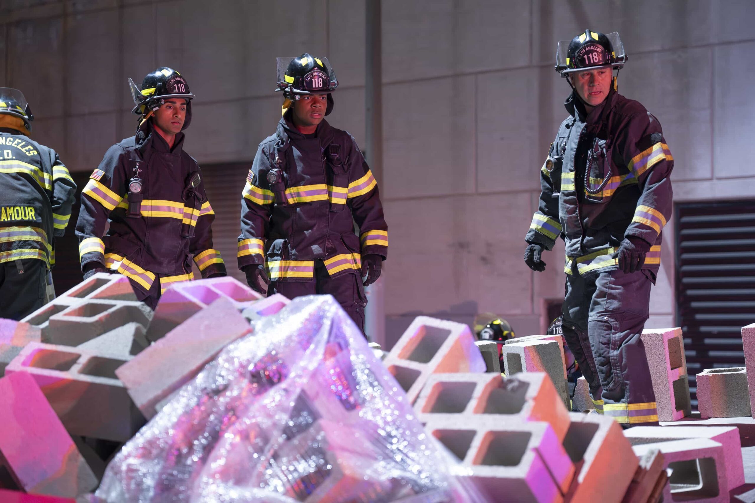 9-1-1 Season 9 Episode 12 - “Dads and Cads” - Maddie and Buck are blindsided by some unexpected news that turns their world upside down. Meanwhile, Buck and Eddie head to Nashville when they are selected to participate in the national firefighting games. THURSDAY, MARCH 5 (8:00-9:00 p.m. EST) on ABC. (Disney/Christopher Willard) 
ANIRUDH PISHARODY, ELIJAH M. COOPER