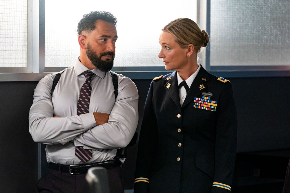 THE HUNTING PARTY -- "Lou Kaplan" Episode 206 -- Pictured: (l-r) Patrick Sabongui as Jacob Hassani, Kari Matchett as Eve Lazarus -- (Photo by: Ralph Bavaro/NBC)