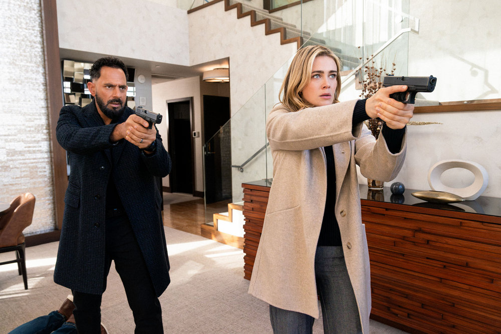 THE HUNTING PARTY Season 2 Episode 6 Picture  -- "Lou Kaplan" Episode 206 -- Pictured: (l-r) Patrick Sabongui as Jacob Hassani, Melissa Roxburgh as Rebecca "Bex" Henderson -- (Photo by: Ralph Bavaro/NBC)
