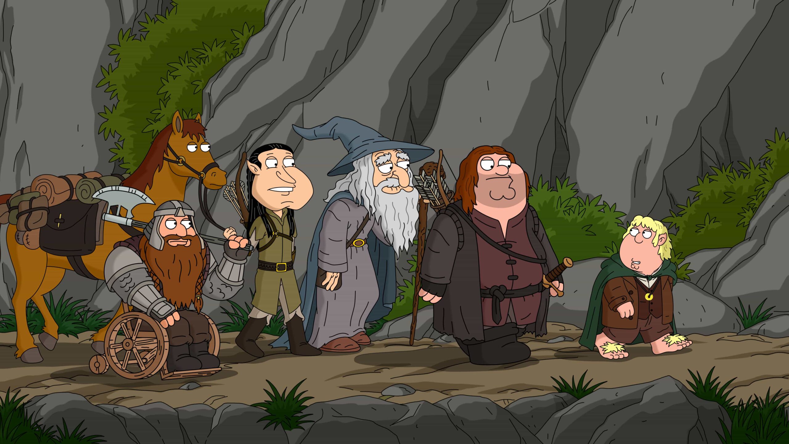 FAMILY GUY Season 24 Episode 6 Photo : In this follow up to the "Viewer Mail" episodes, the Griffin family retells The Lord of the Rings,? explains how the Griffins' ancestors arrived in Quahog, and looks back at Quagmire's 1960s variety show in the all-new "Viewer DM's" episode of Family Guy airing Sunday, March 8 (8:00-8:31PM ET/PT) on FOX. FAMILY GUY © 2026 by 20th Television