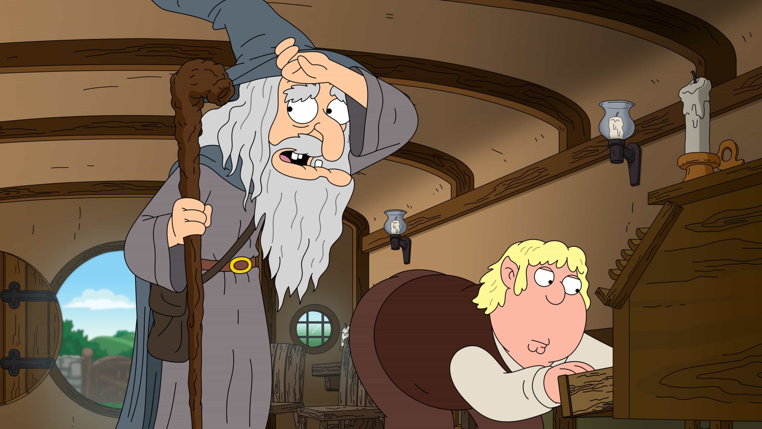 FAMILY GUY Season 24 Episode 6 : In this follow up to the "Viewer Mail" episodes, the Griffin family retells The Lord of the Rings,? explains how the Griffins' ancestors arrived in Quahog, and looks back at Quagmire's 1960s variety show in the all-new "Viewer DM's" episode of Family Guy airing Sunday, March 8 (8:00-8:31PM ET/PT) on FOX. FAMILY GUY © 2026 by 20th Television